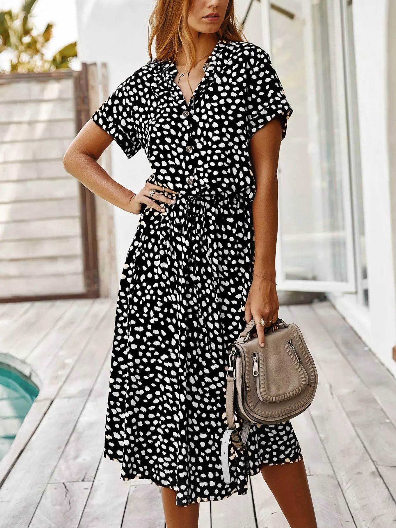 Animal Print Short Sleeve Dress