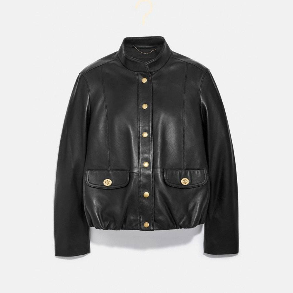 Women’s Black Biker Aviator Sheepskin Shearling Leather Jacket