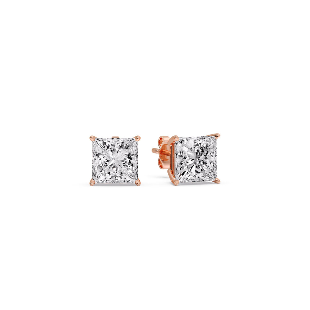 Princess-Cut Diamond Solitaire Stud Earrings [IGI Certified]