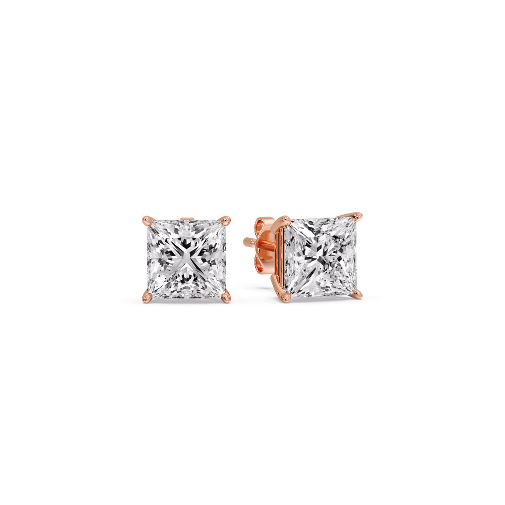 Princess-Cut Diamond Solitaire Stud Earrings [IGI Certified]