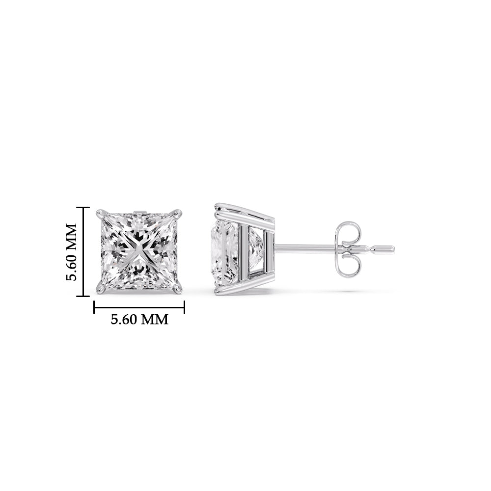 Princess-Cut Diamond Solitaire Stud Earrings [IGI Certified]