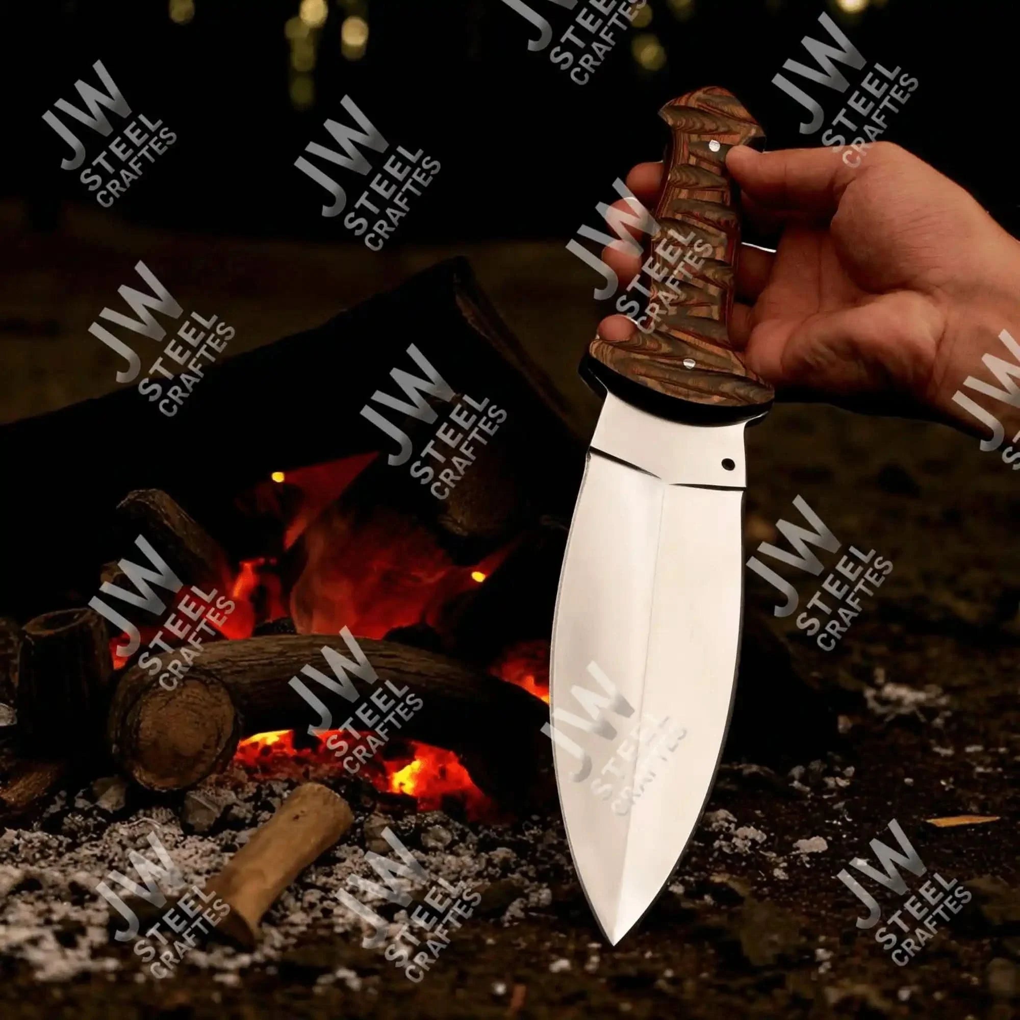 Handcrafted J2 Stainless Steel Boot Knife Pakka Wood Handle Leather Sheath 13.5" Hunting Blade