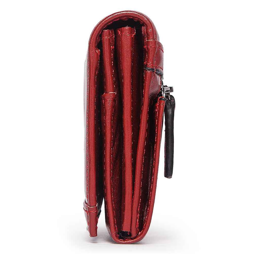 Anti-Theft Brushed Genuine Leather Ladies Wallet Top Layer Cowhide Long Women's Bag Multi-Card Card Holder Mobile Phone Bag Clutch Bag