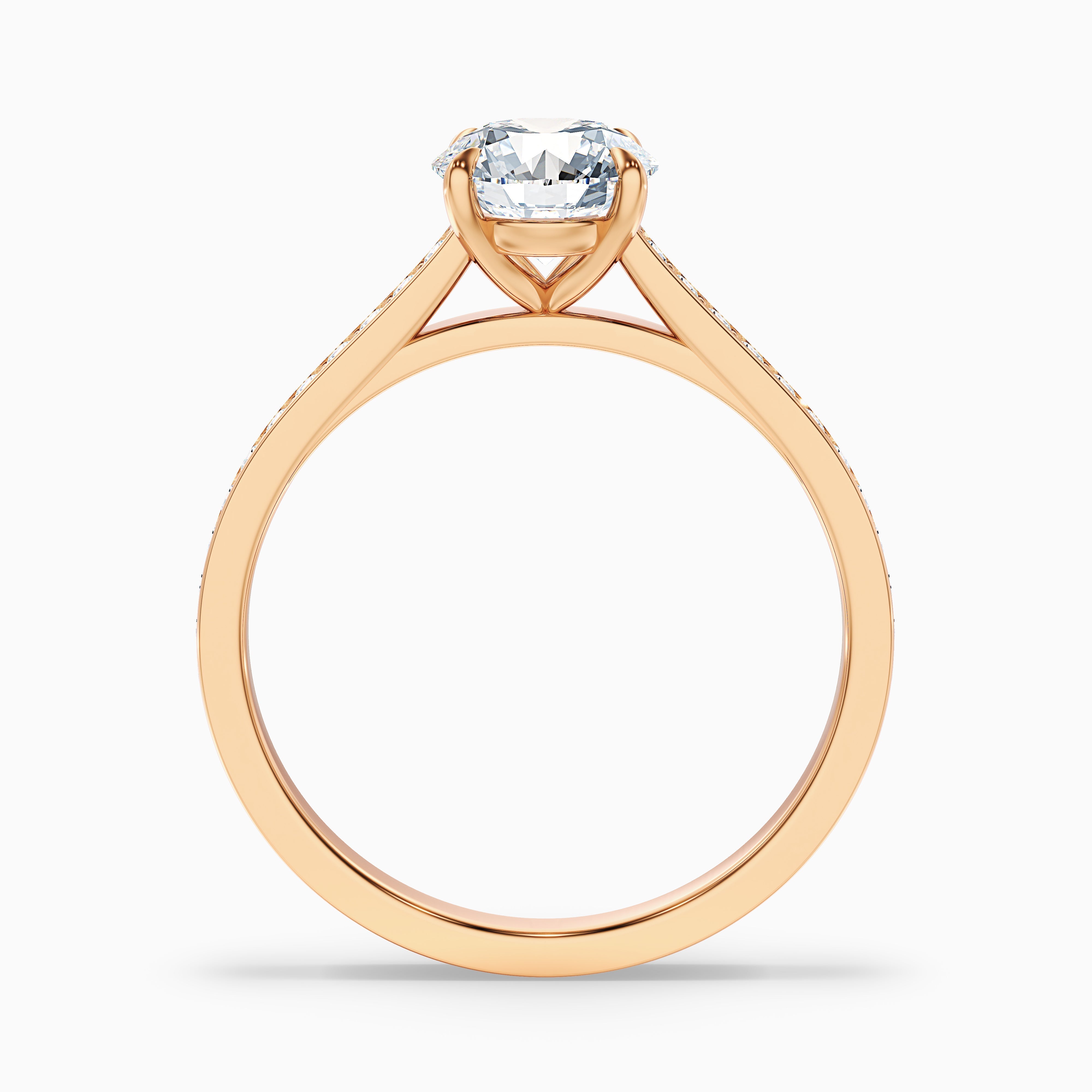Mira 4.5 Carat Round Side Stone Pave Moissanite Engagement Ring in 10k White Gold
