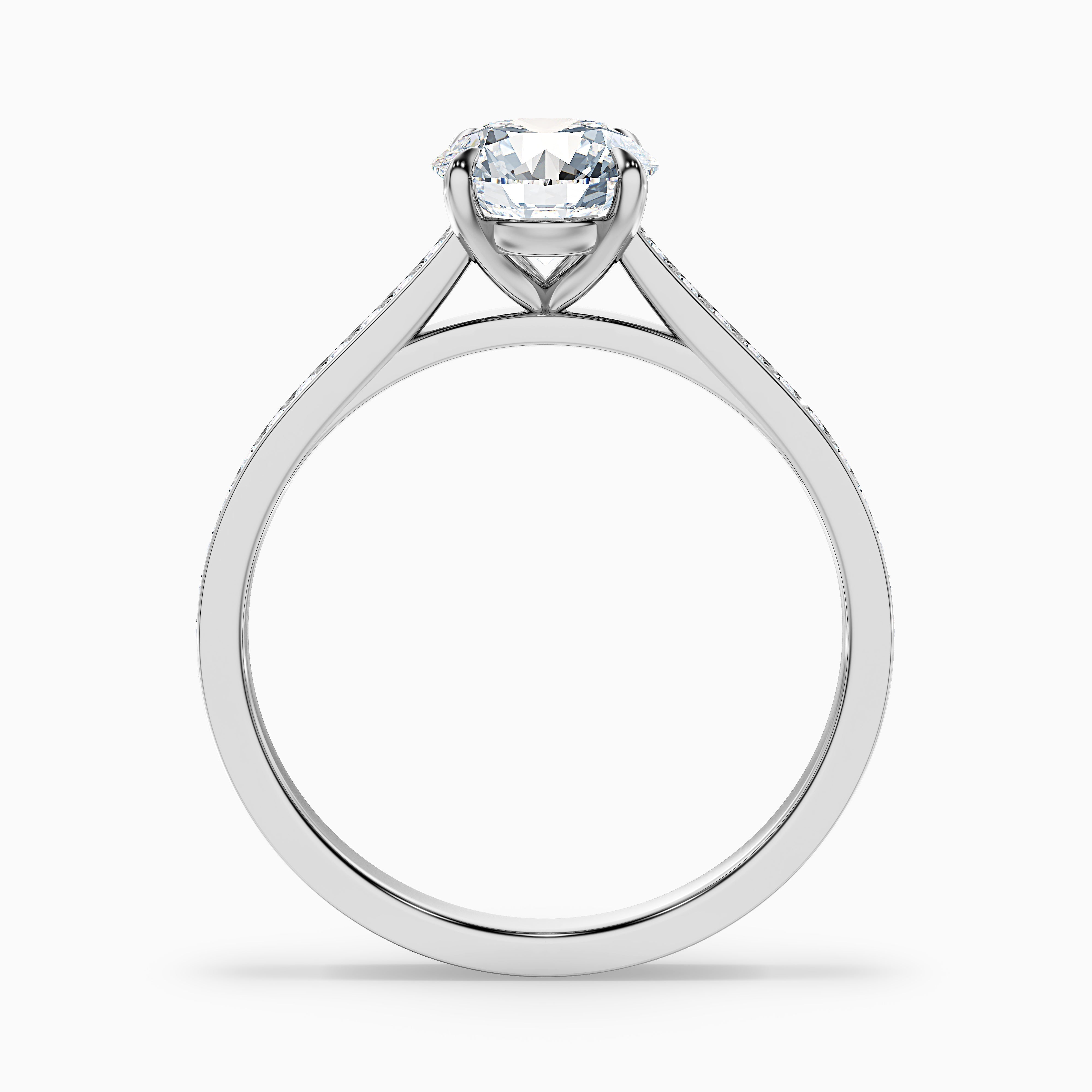 Mira 2.5 Carat Round Side Stone Pave Moissanite Engagement Ring in 14k Rose Gold