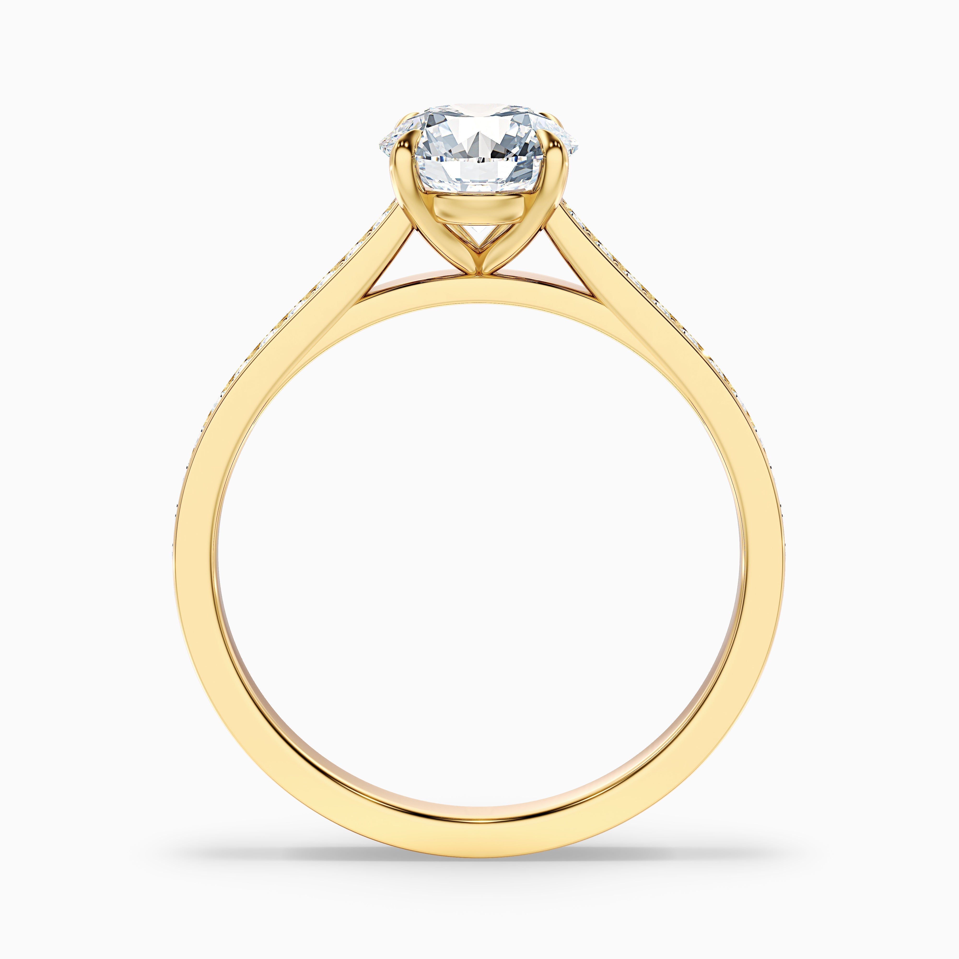 Mira 2.5 Carat Round Side Stone Pave Moissanite Engagement Ring in 14k Rose Gold