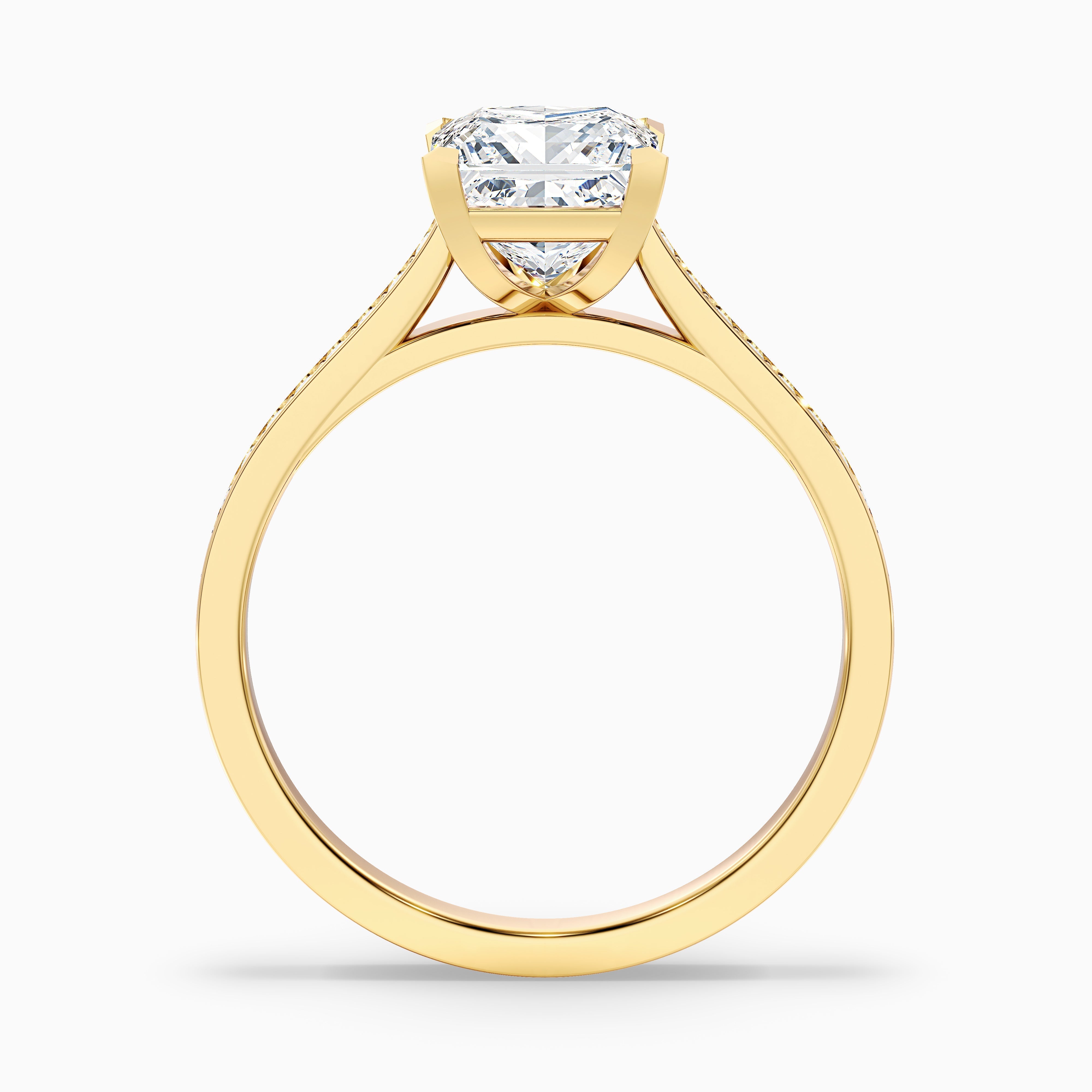 Ava 4 Carat Princess Cut Side Stone Pave Moissanite Engagement Ring in Platinum