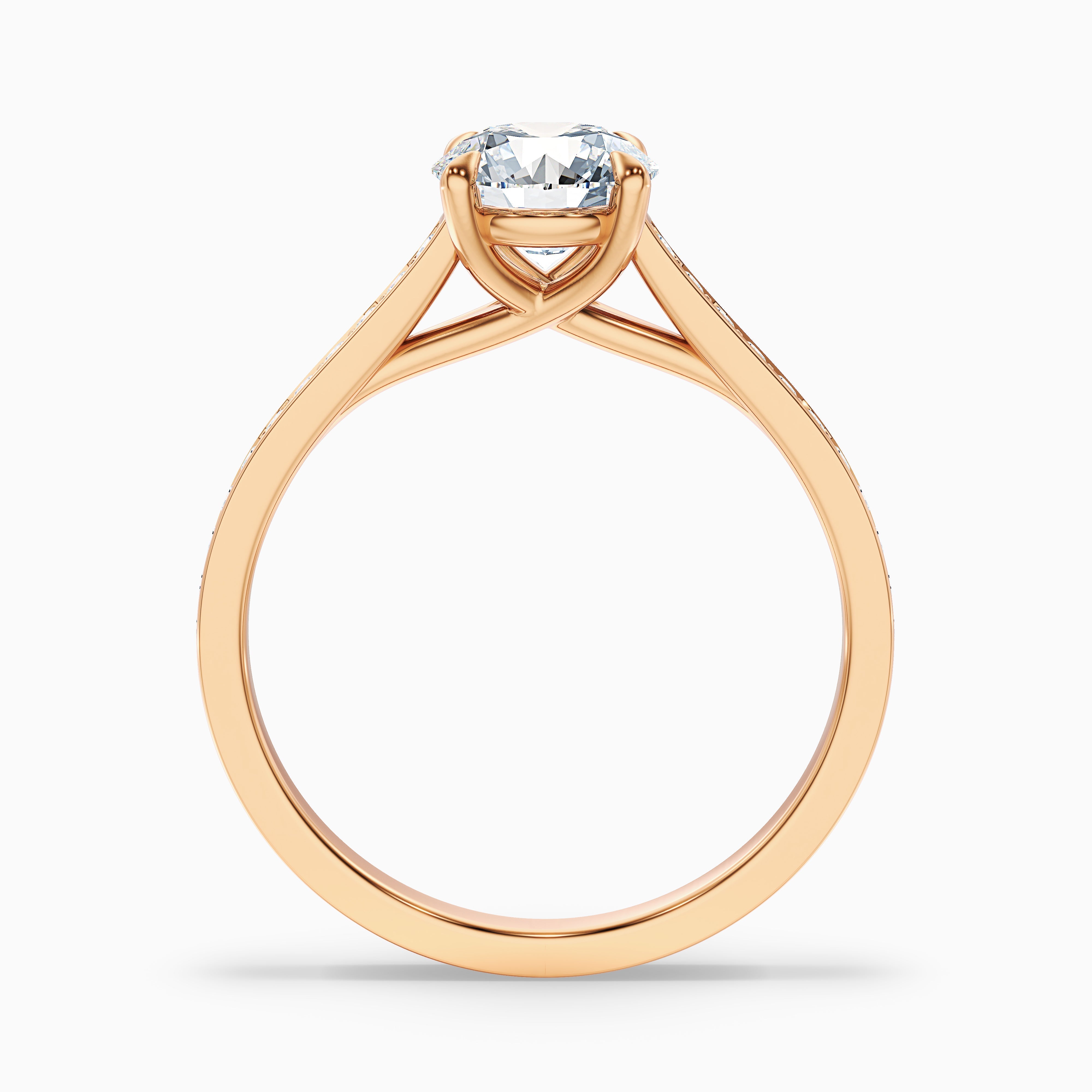 Kate 5 Carat Round Side Stone Pave Moissanite Engagement Ring in 18k White Gold