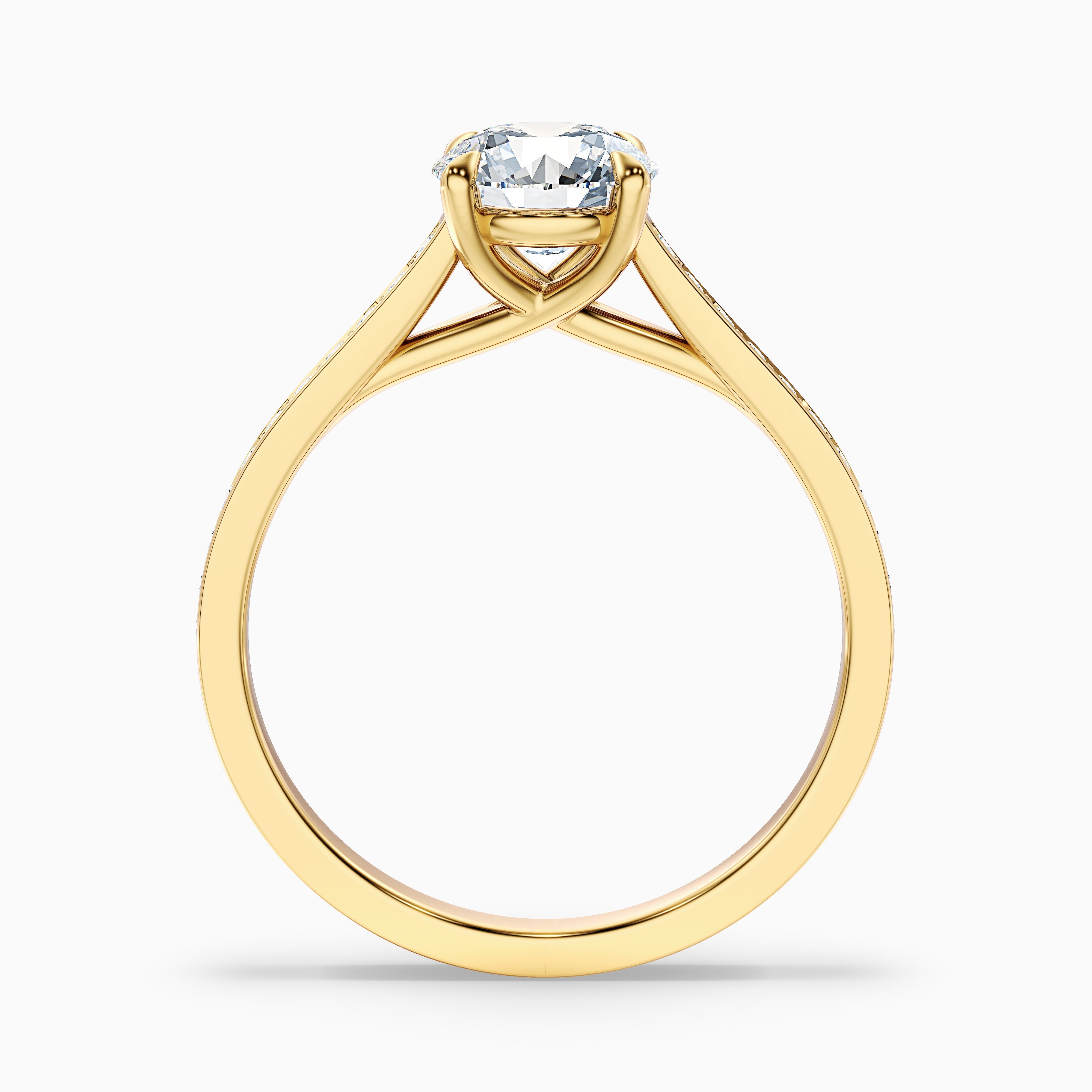 Elma 3.5 Carat Round Side Stone Pave Lab Grown Diamond Ring in 10k Rose Gold