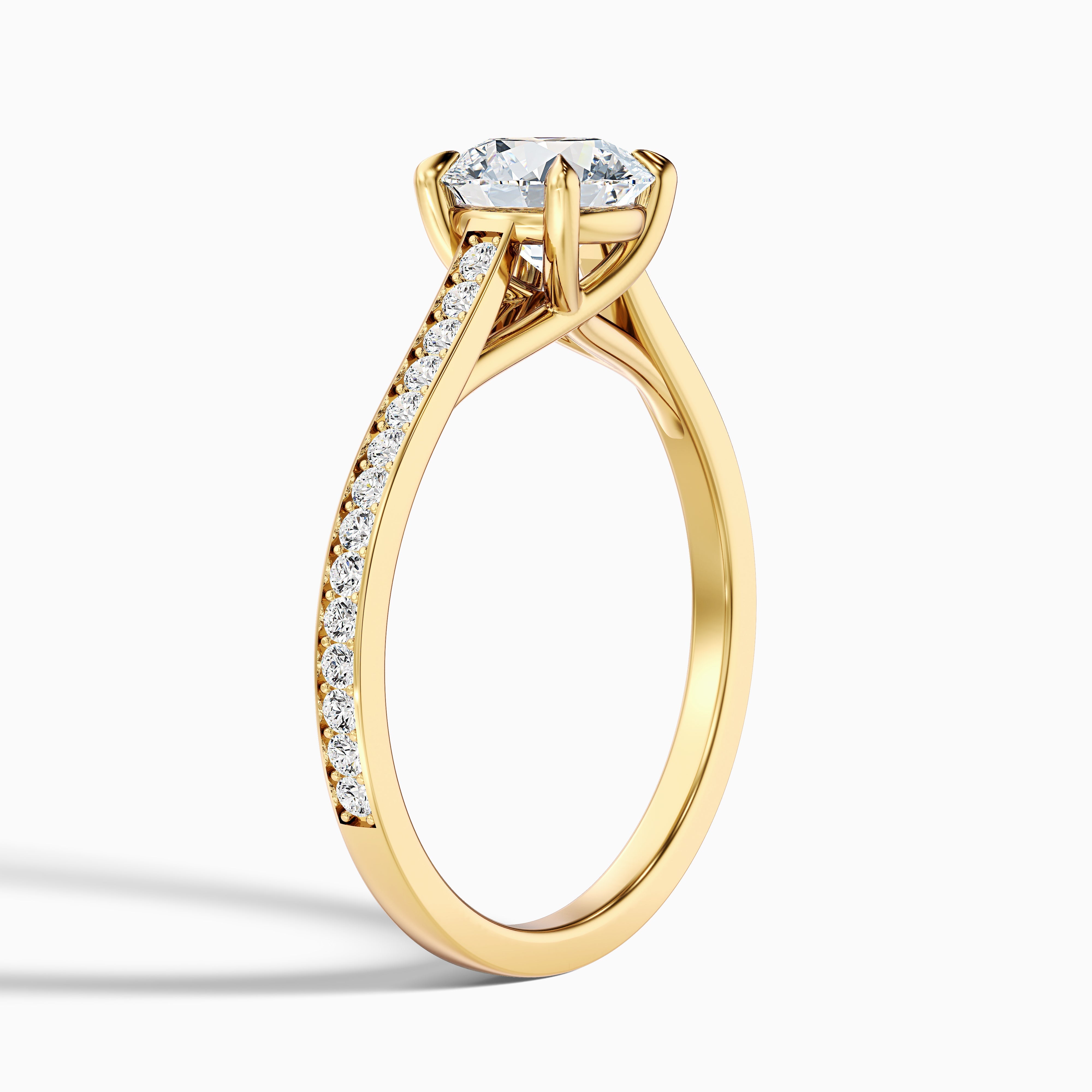 Kate 4.5 Carat Round Side Stone Pave Moissanite Engagement Ring in Platinum