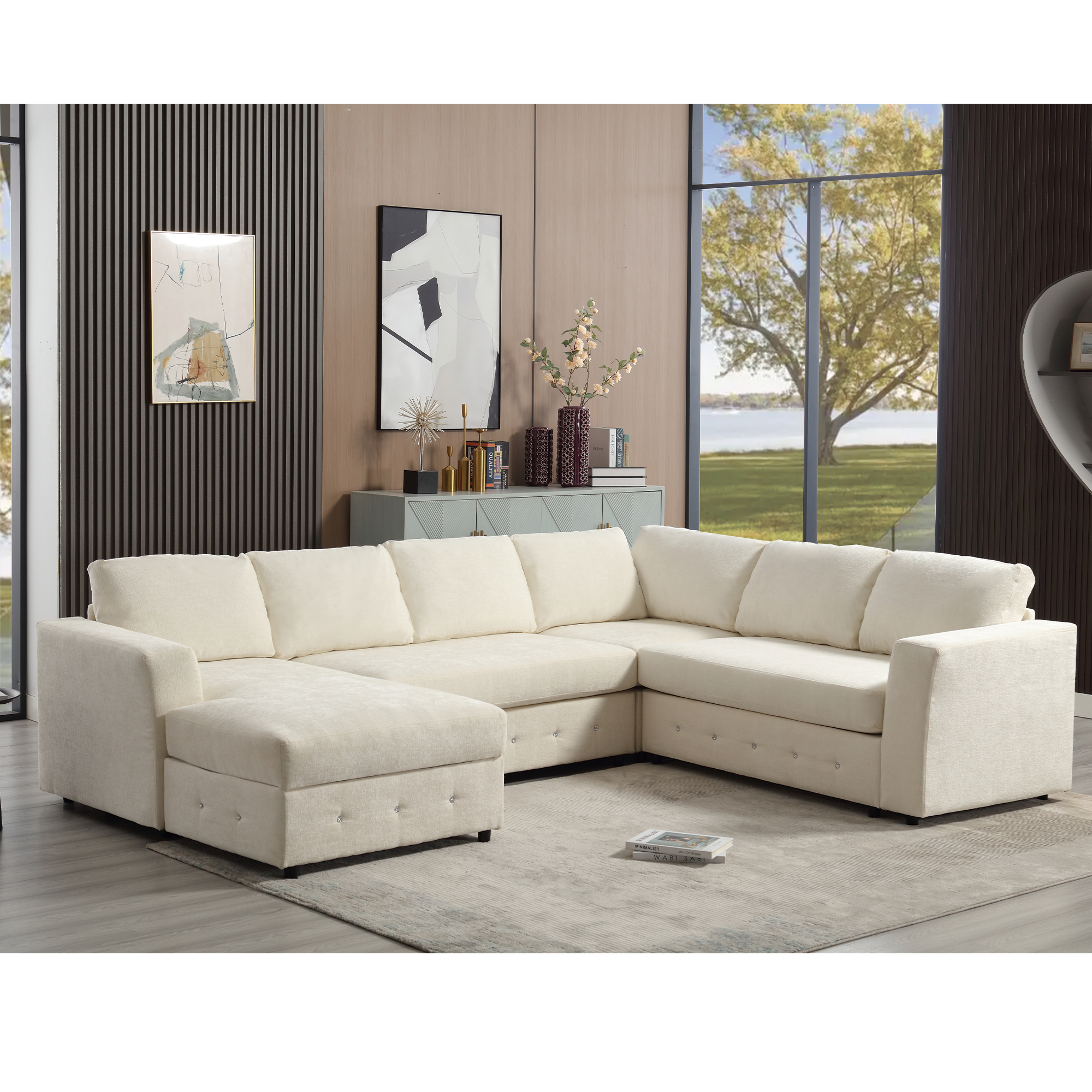 110.75" Modern U Shaped Sectional Sofa
