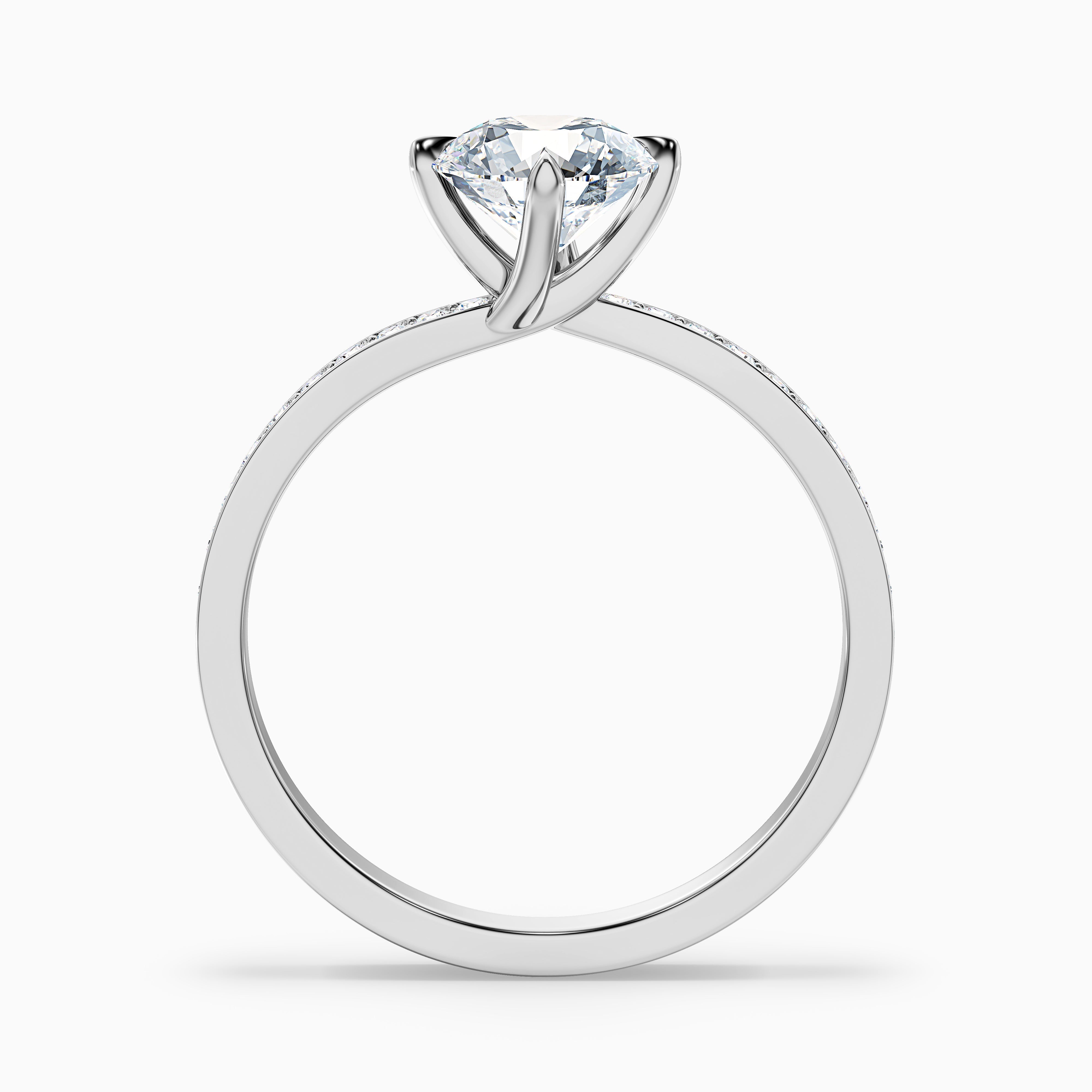 Enni 4 Carat Round Side Stone Pave Lab Grown Diamond Ring in 10k Rose Gold