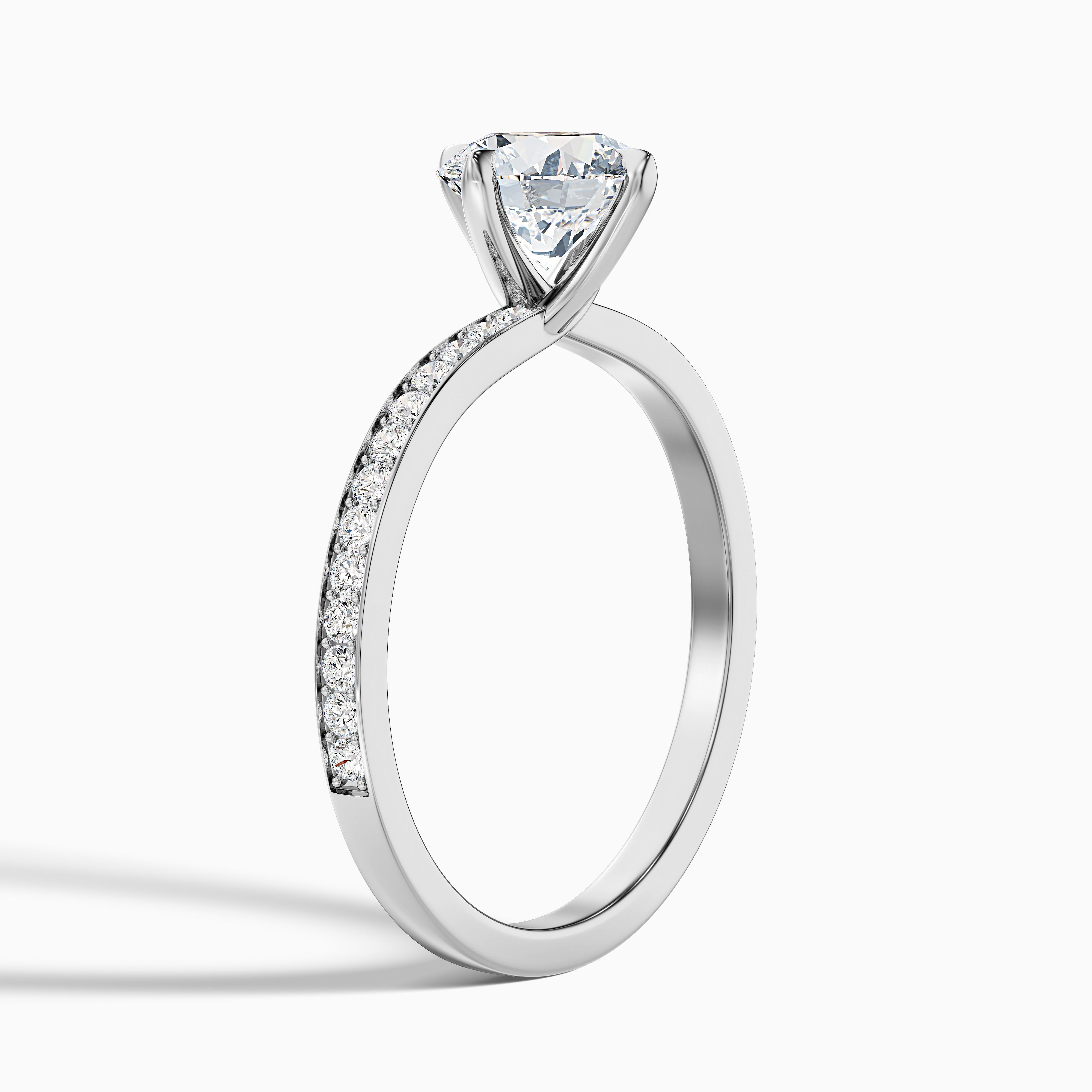 Enni 3.5 Carat Round Side Stone Pave Lab Grown Diamond Ring in 10k Rose Gold