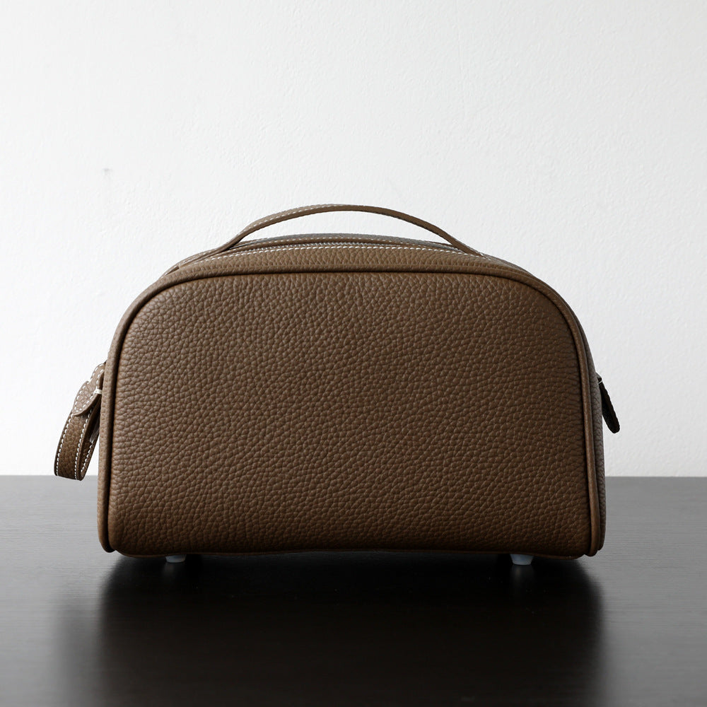 New Arrival Genuine Leather Portable Travel Toiletry Bag, Womens Cosmetic Case