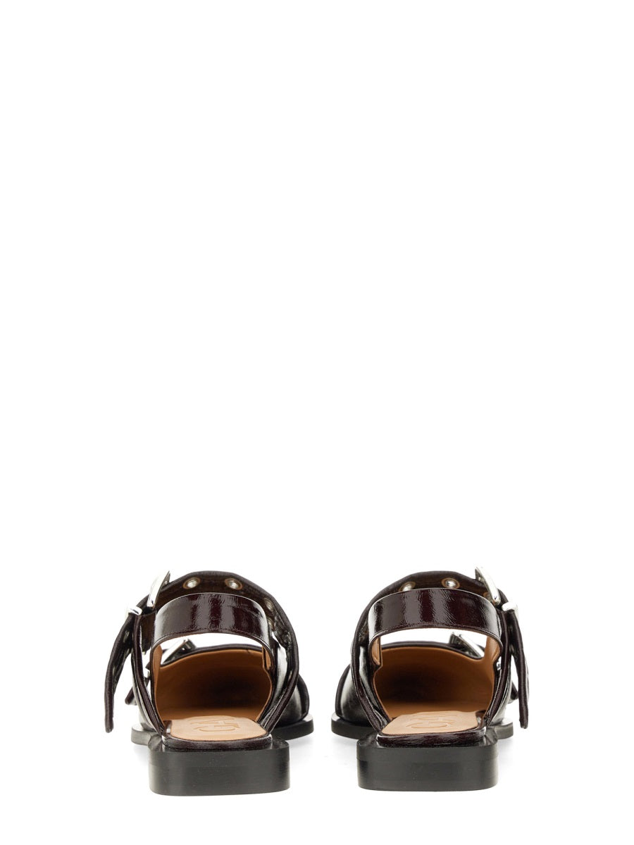 Ganni Women Ballerina Con Fibbia