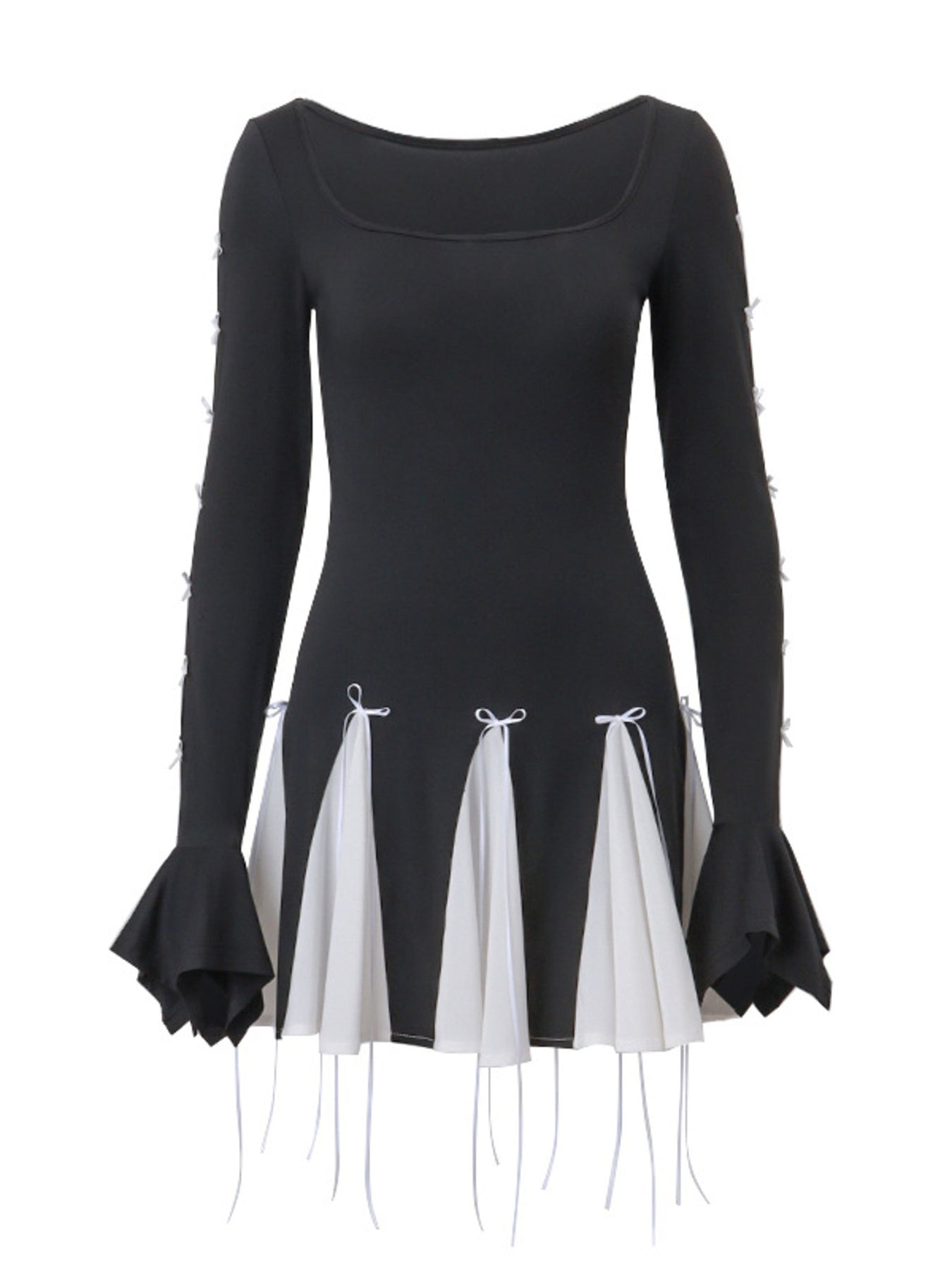 Two Tone Bowknot Decor Mini Dress
