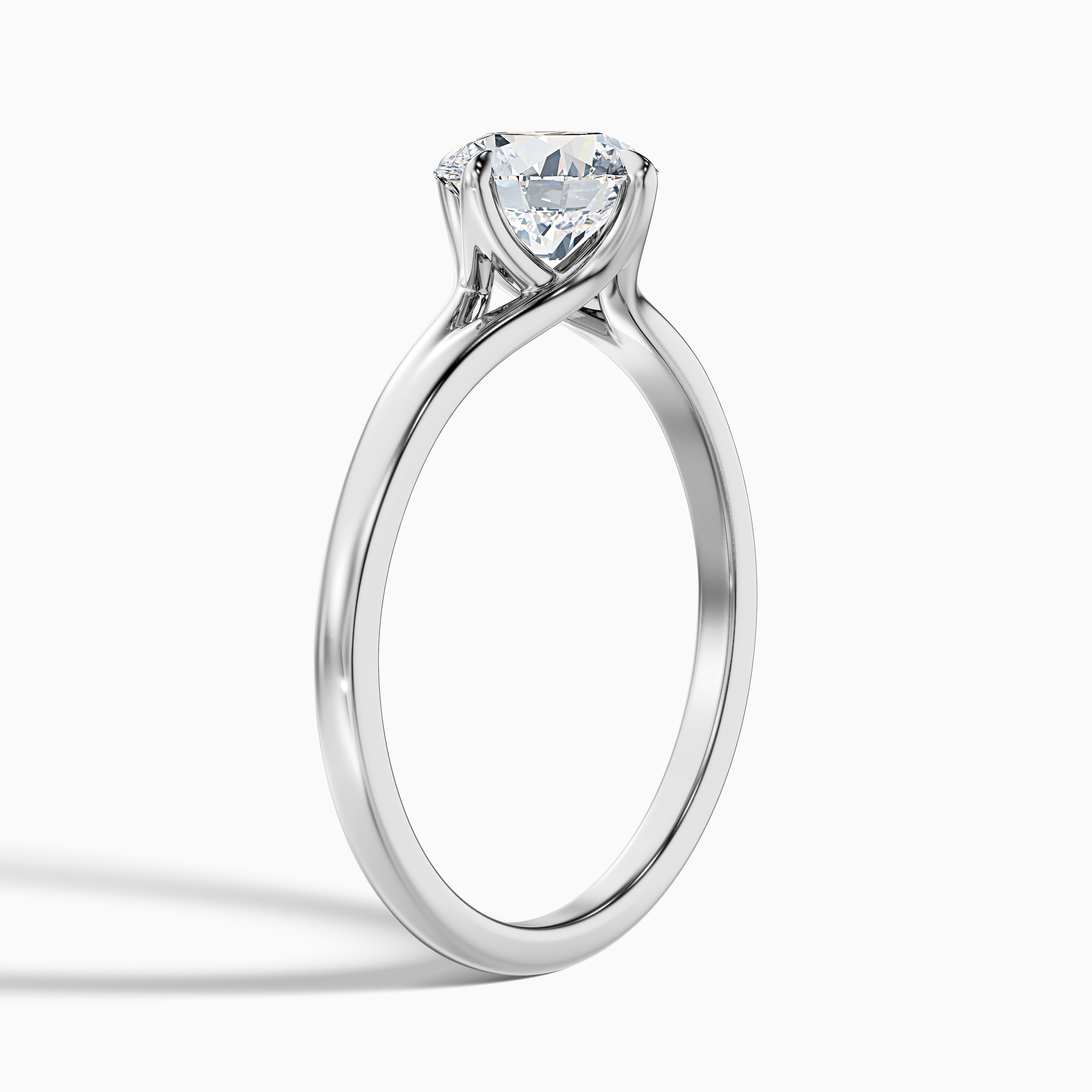 Nelli 5 Carat Round Cut Solitaire Lab Grown Diamond Ring in 14k White Gold