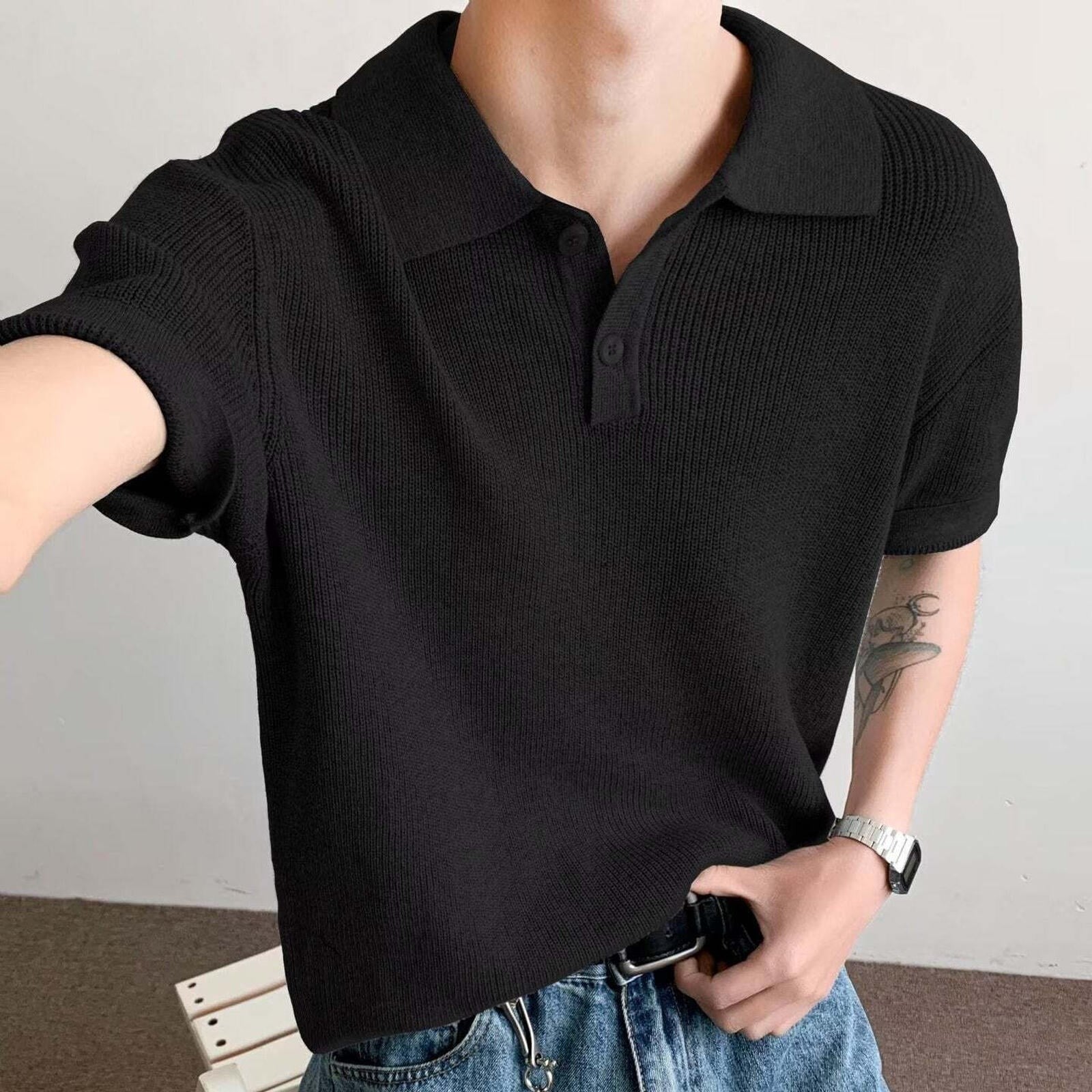 Premium Knitted Collar Polo Shirt