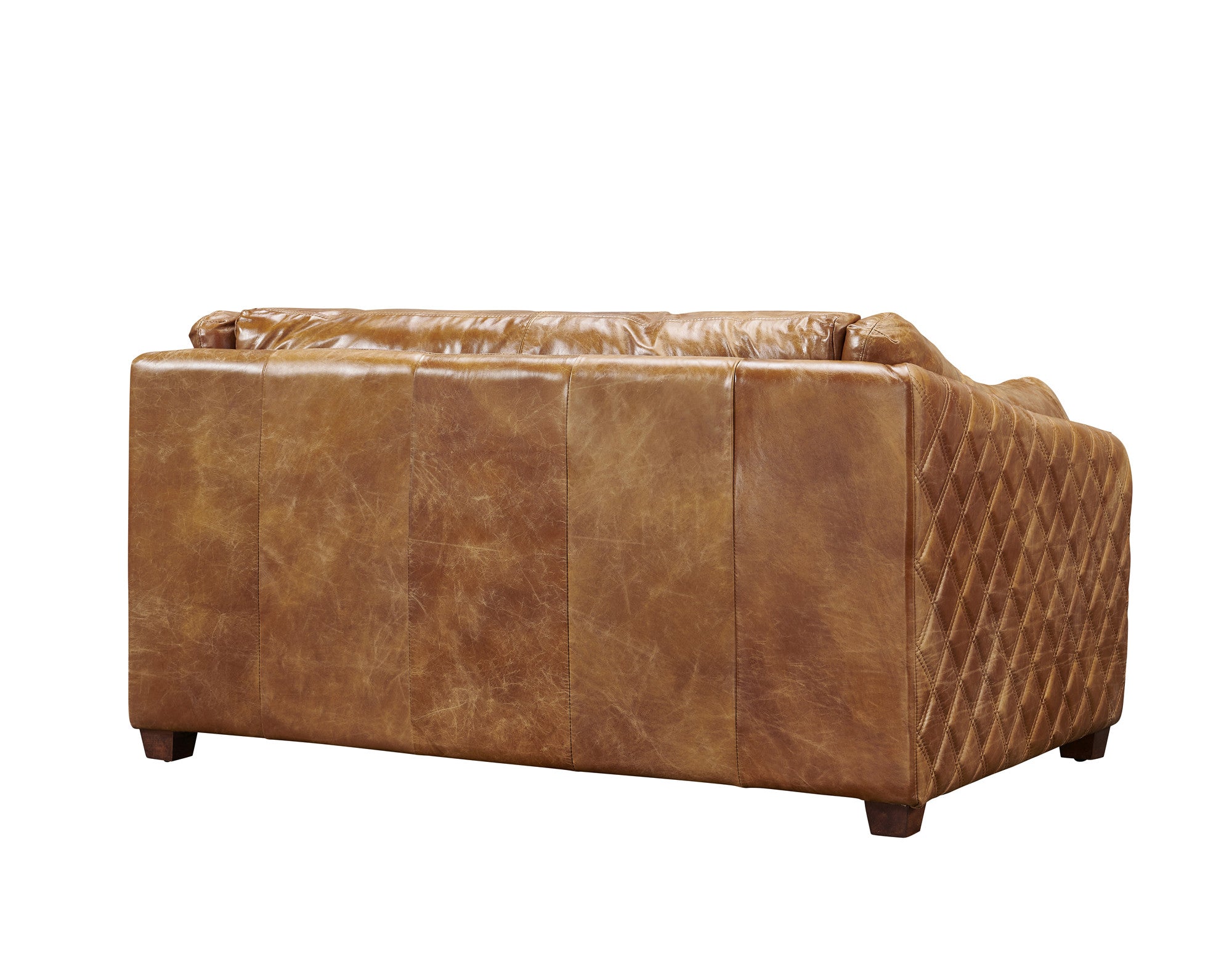 Waco Rustic Modern Love Seat - Light Brown Leather