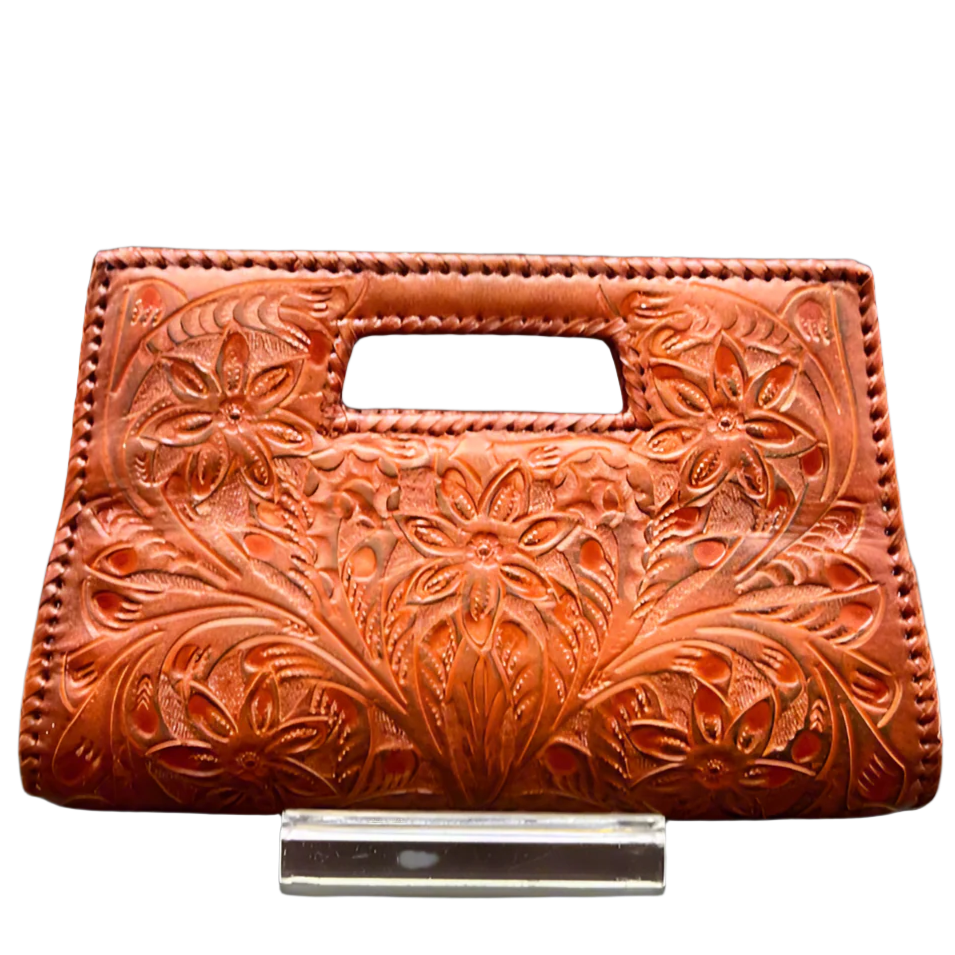 The Caroline| Hand-Tooled Leather Clutch & Crossbody