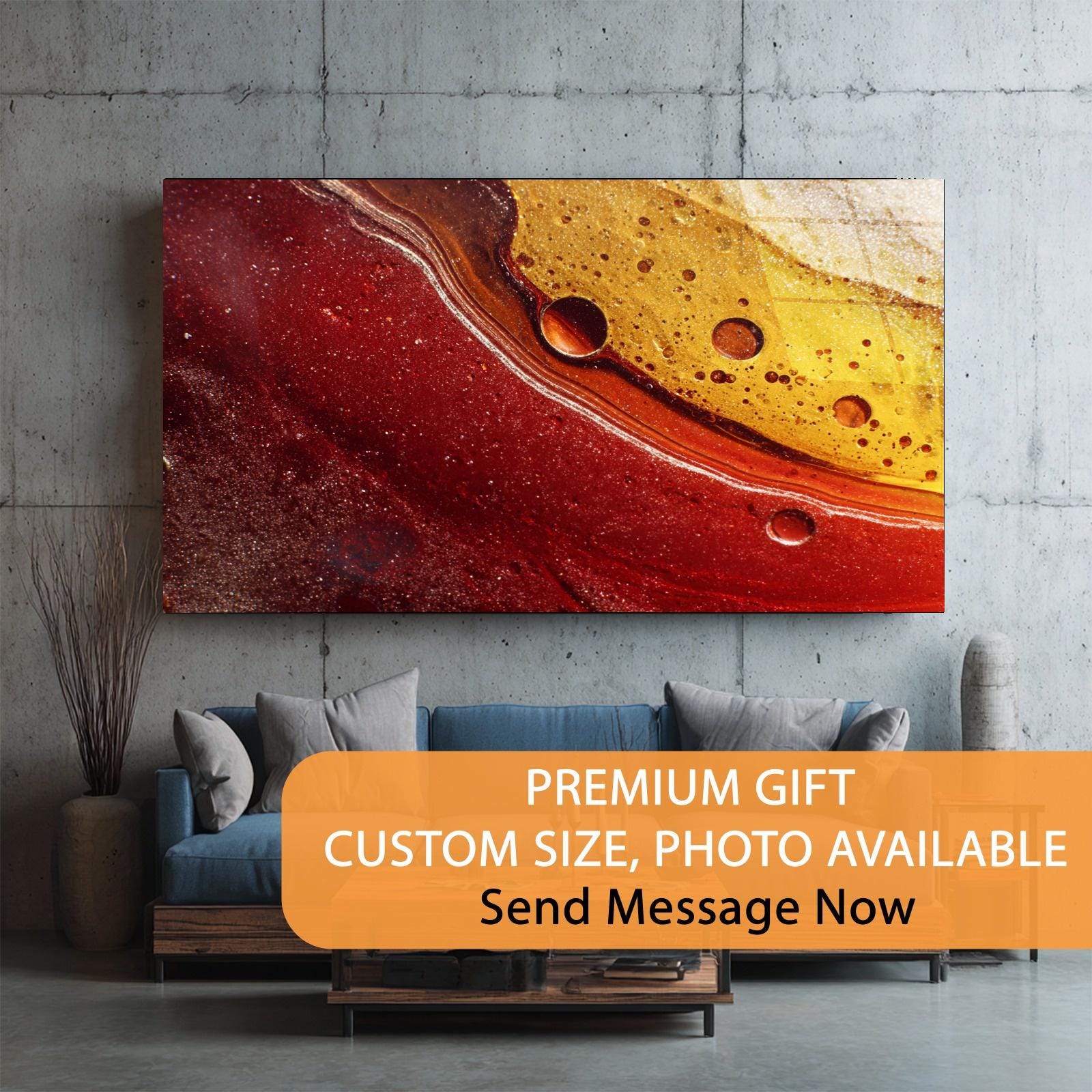 Molten Resin Flow Tempered Glass Wall Art | Abstract Luxury Decor