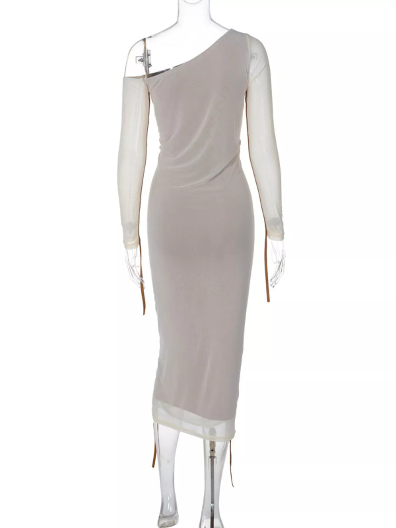 One-Shoulder Ruched Bodycon Midi Dress
