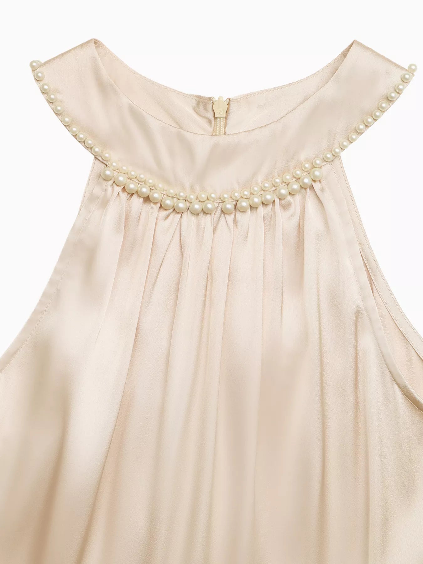 Pearl Halter Satin Midi Dress