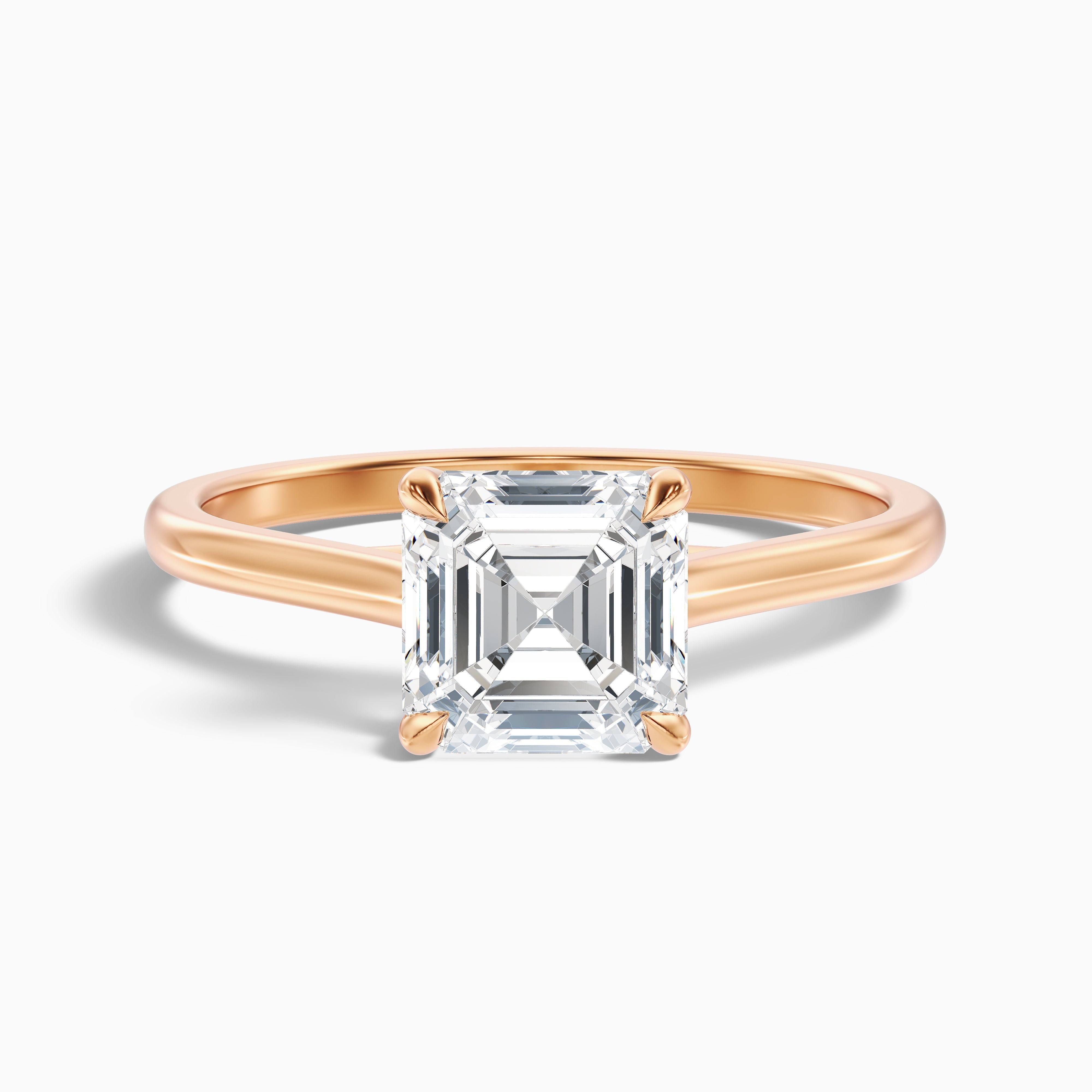 Ada 4 Carat Asscher Cut Solitaire Moissanite Engagement Ring in 14k White Gold