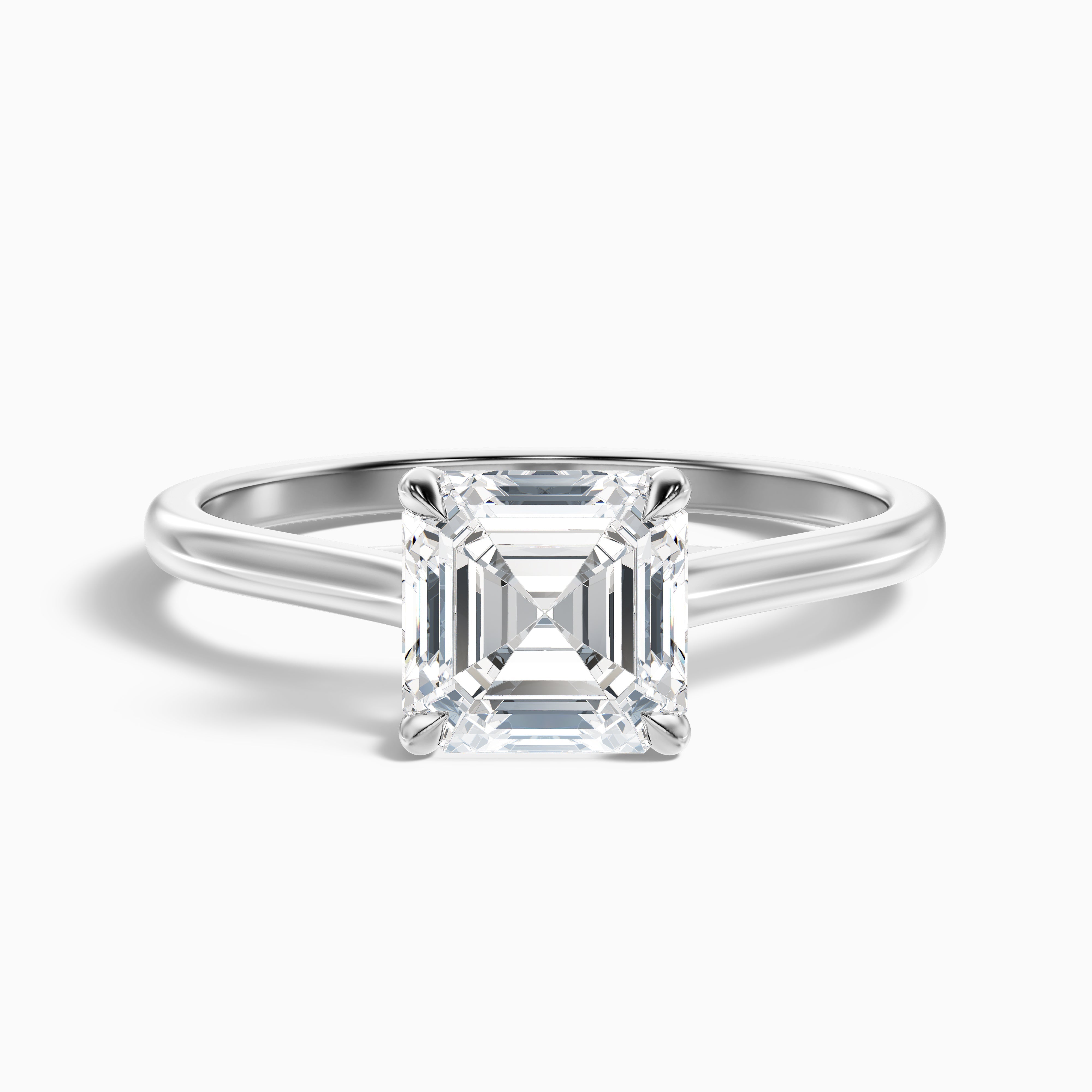 Ada 5.5 Carat Asscher Cut Solitaire Moissanite Engagement Ring in 14k Rose Gold