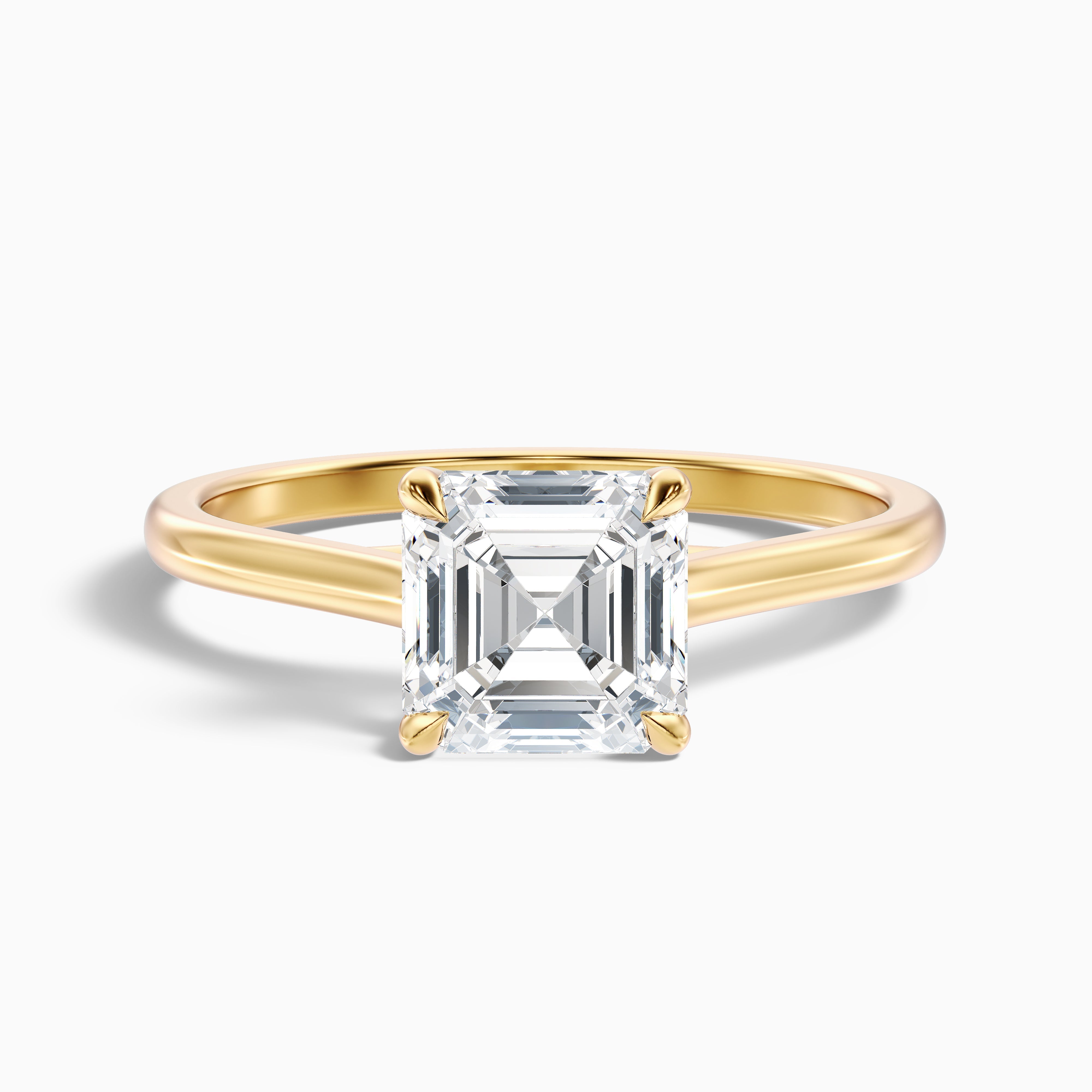 April 4 Carat Asscher Cut Solitaire Lab Grown Diamond Ring in 14k Rose Gold