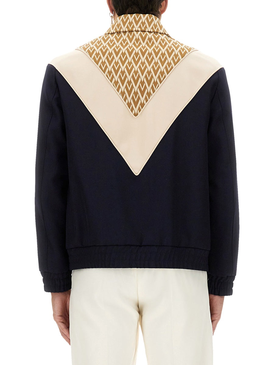 Valentino Men Wool Bomber Jacket With Print Toute La V
