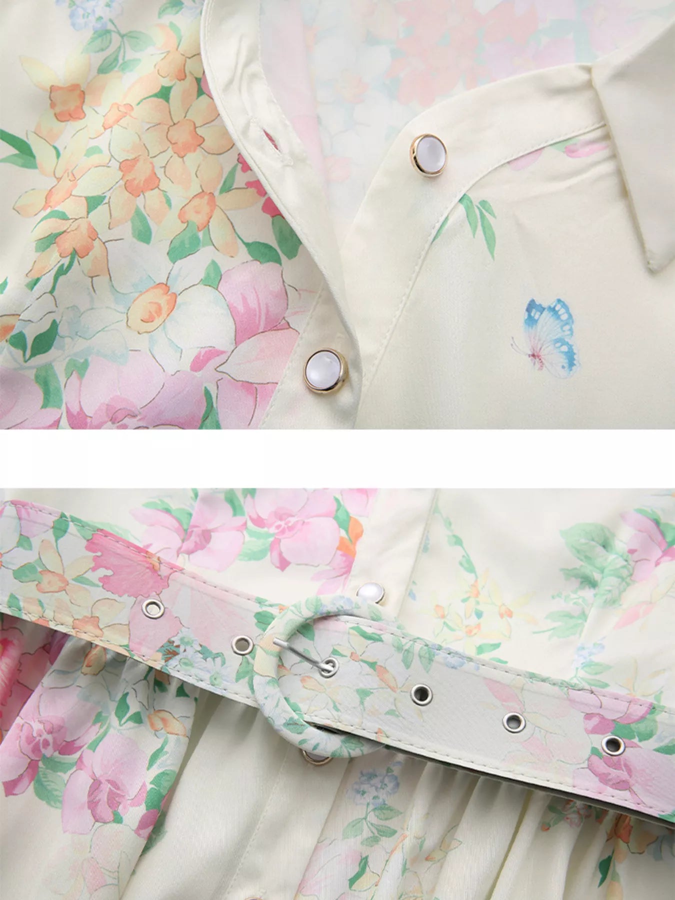 Floral Print Ruffle Sleeve Midi Dress
