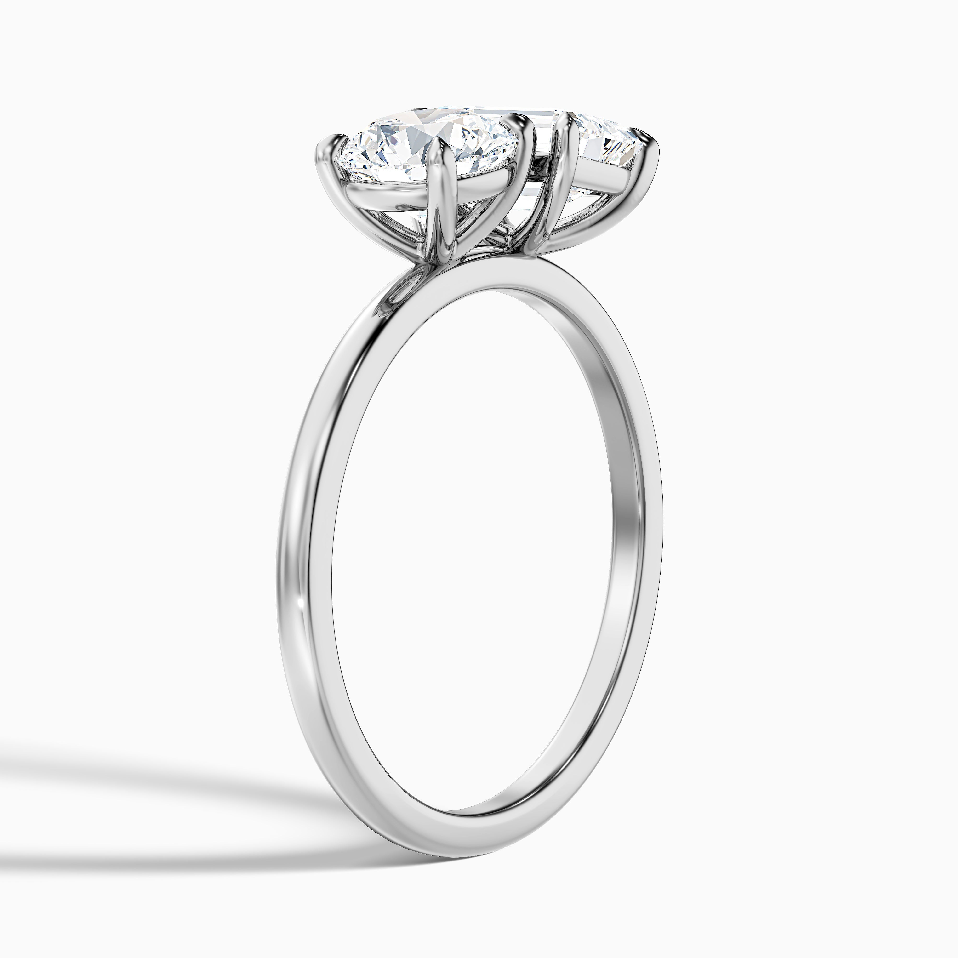 Mary Toi Et Moi Diamond Ring in 14k Rose Gold With Round and Emerald Two Stone Lab Grown Diamond (4.5 Ct. Tw.)