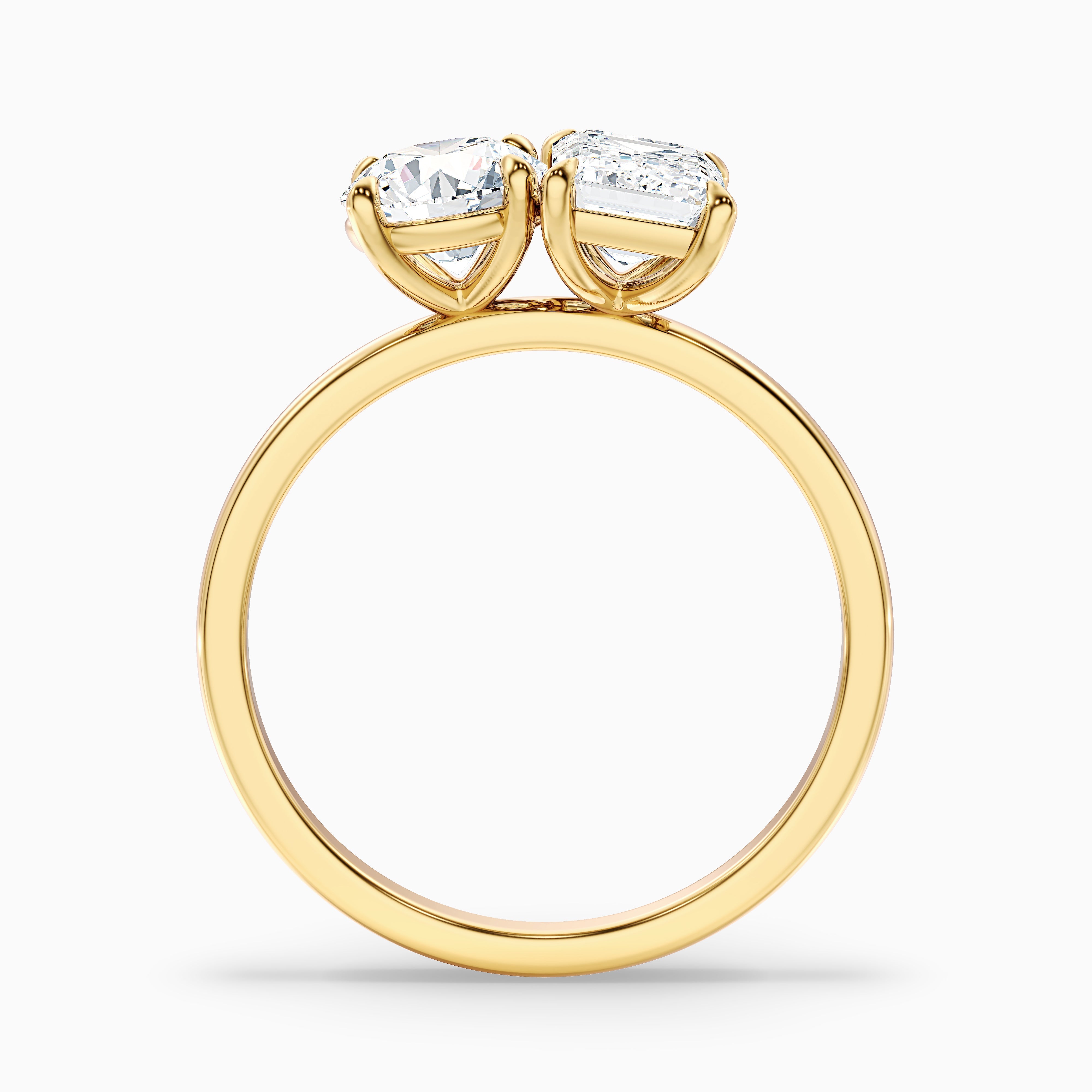 Mary Toi Et Moi Ring in 10k Rose Gold With Round and Emerald Two Stone Lab Grown Diamond (3.5 Ct. Tw.)