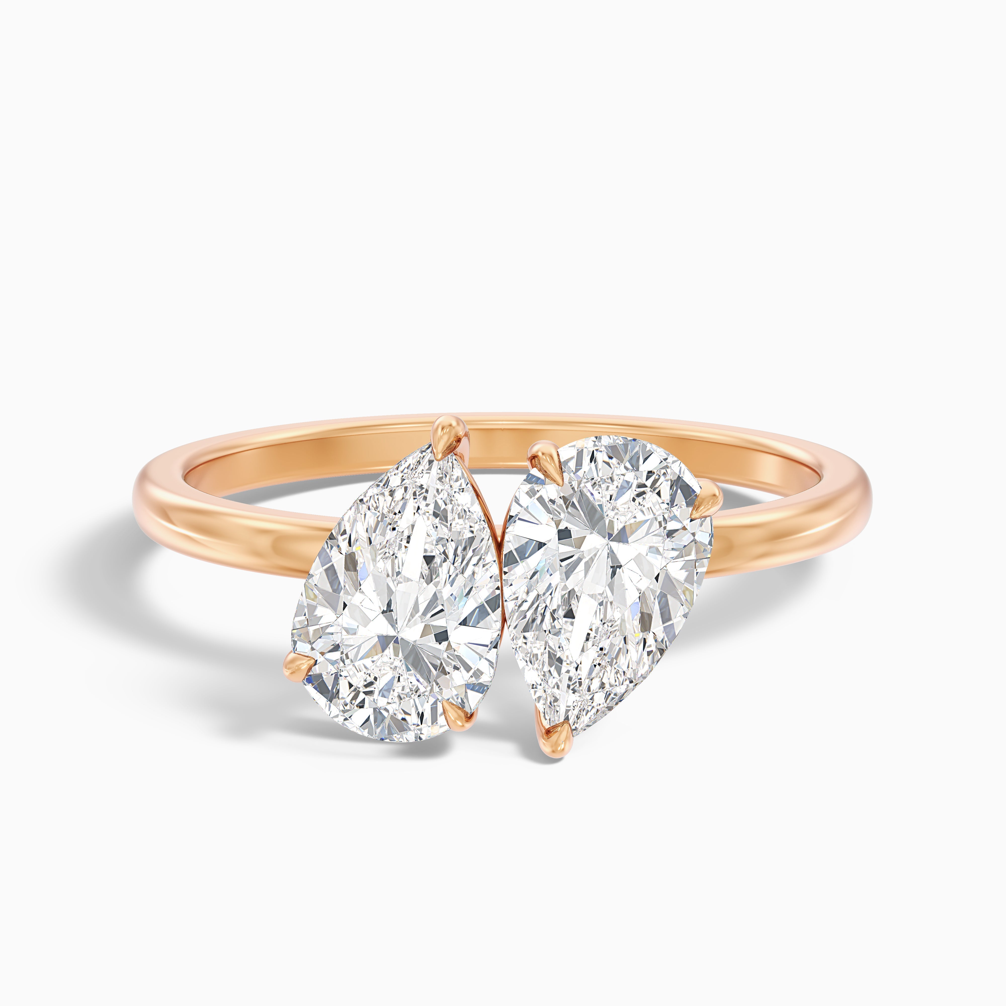 Georgia Toi Et Moi Ring in 18k Rose Gold With Both Pear Two Stone Lab Grown Diamond (3.5 Ct. Tw.)