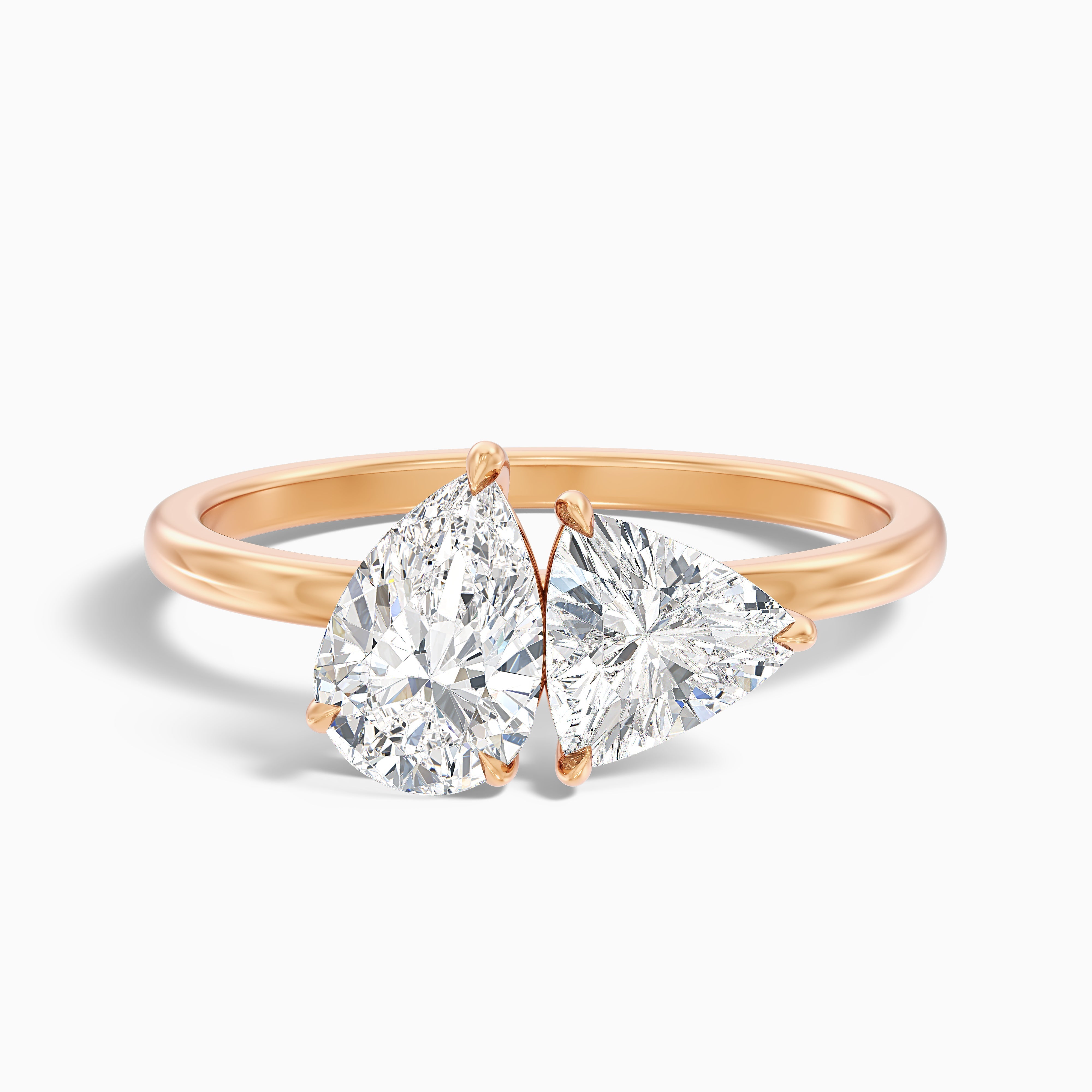 Olivia Toi Et Moi Diamond Ring in 14k White Gold With Pear and Trillion Cut Two Stone Lab Grown Diamond (2 Ct. Tw.)