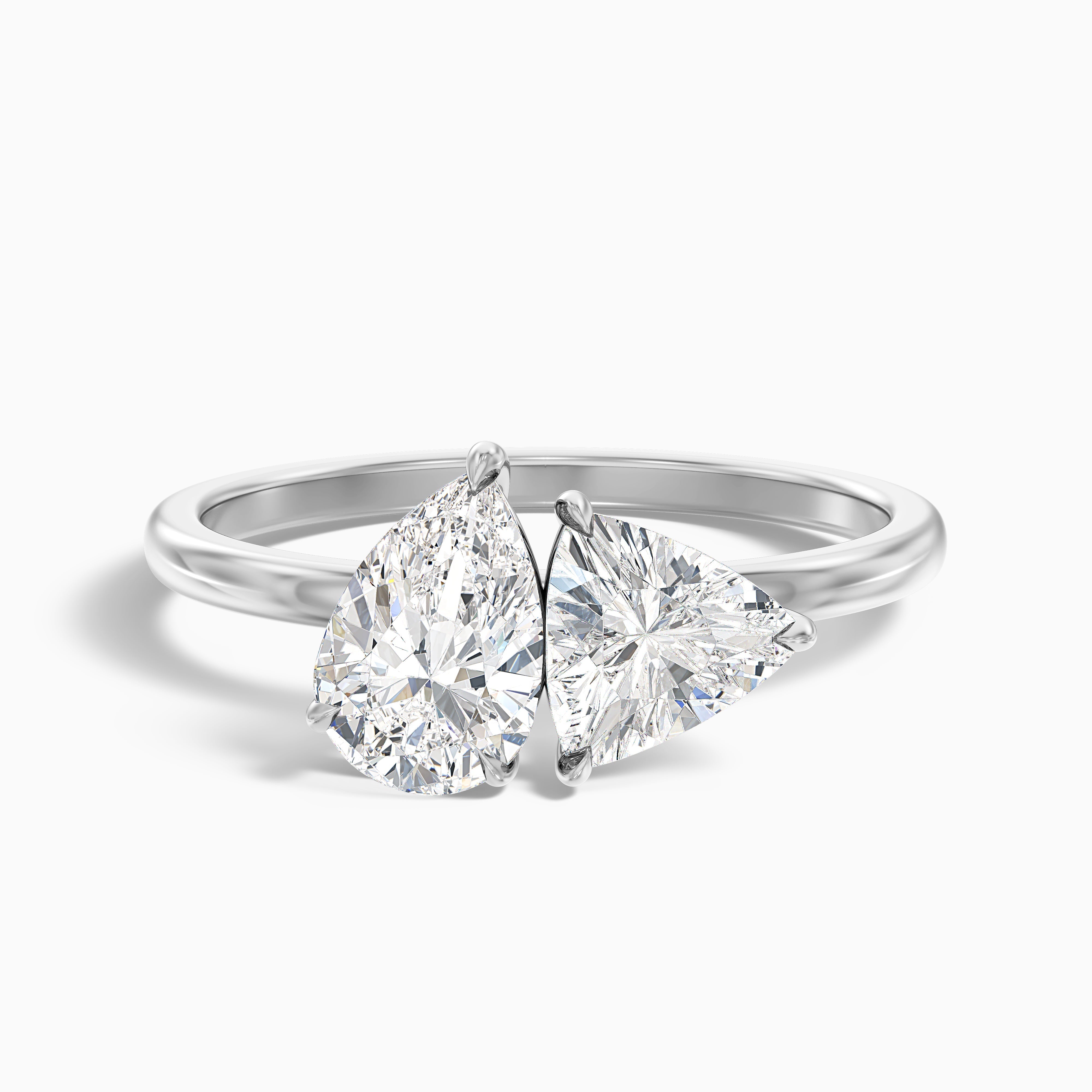 Olivia Toi Et Moi Engagement Ring in 10k Rose Gold With Pear and Trillion Cut Two Stone Lab Grown Diamond (2.5 Ct. Tw.)