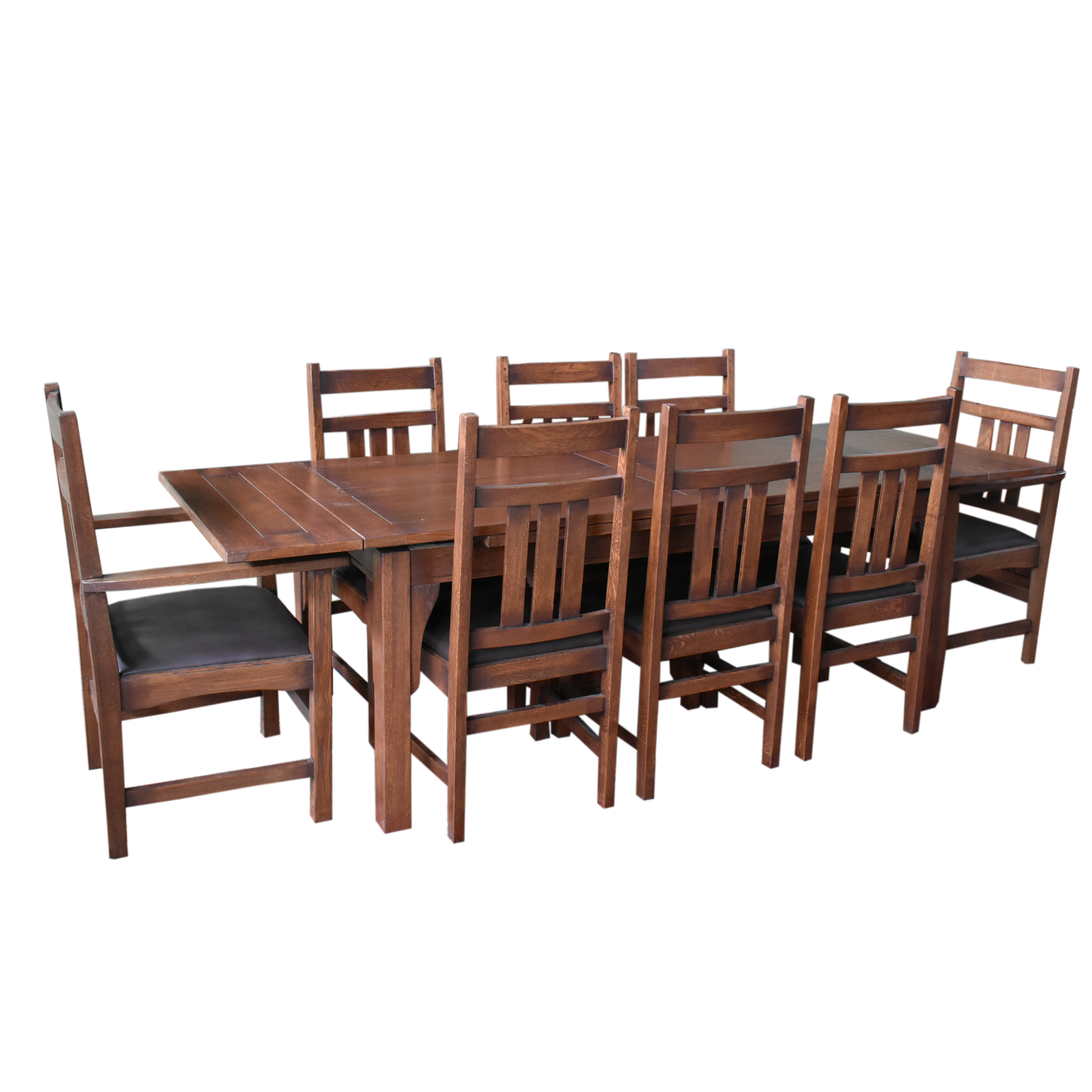 Mission Style Oak Stow Leaf Dining Table (2 Colors Available)