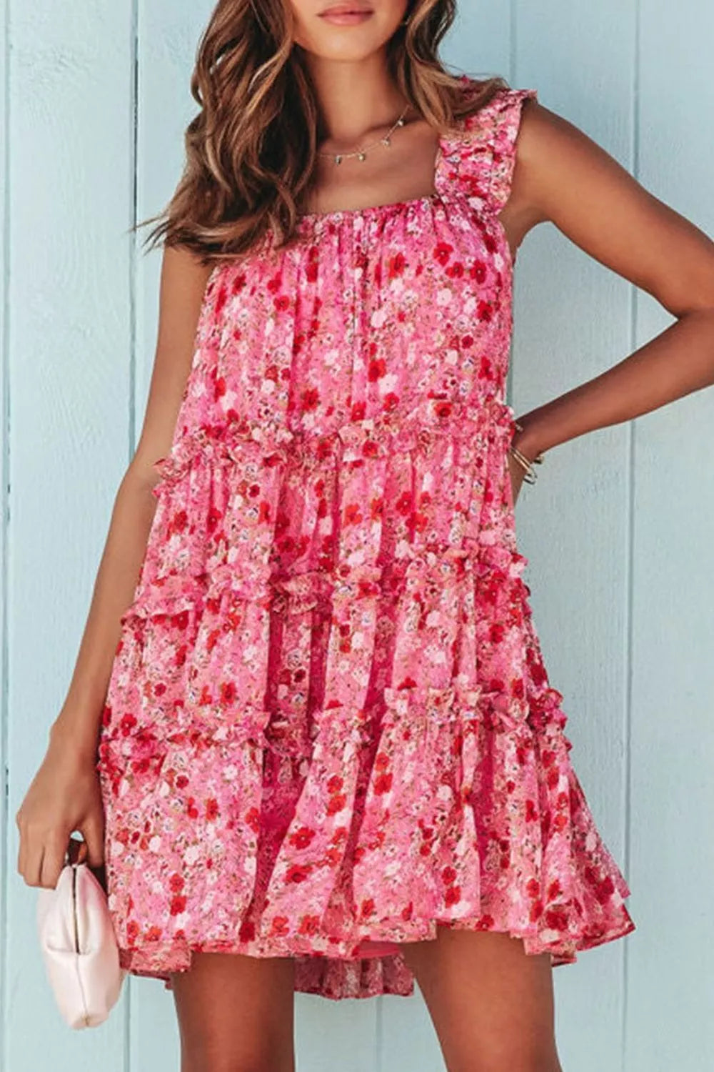 Floral Print Ruffle Tiered Mini Dress
