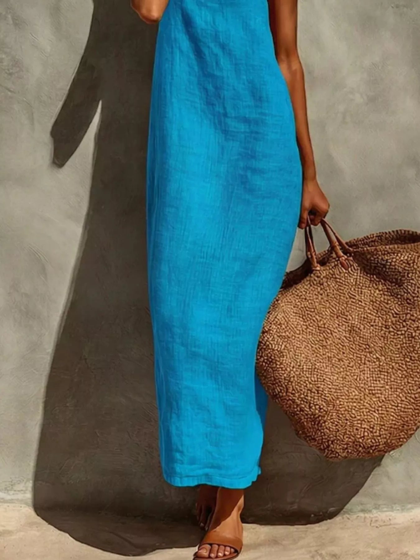 Sleeveless Linen Casual Maxi Dress