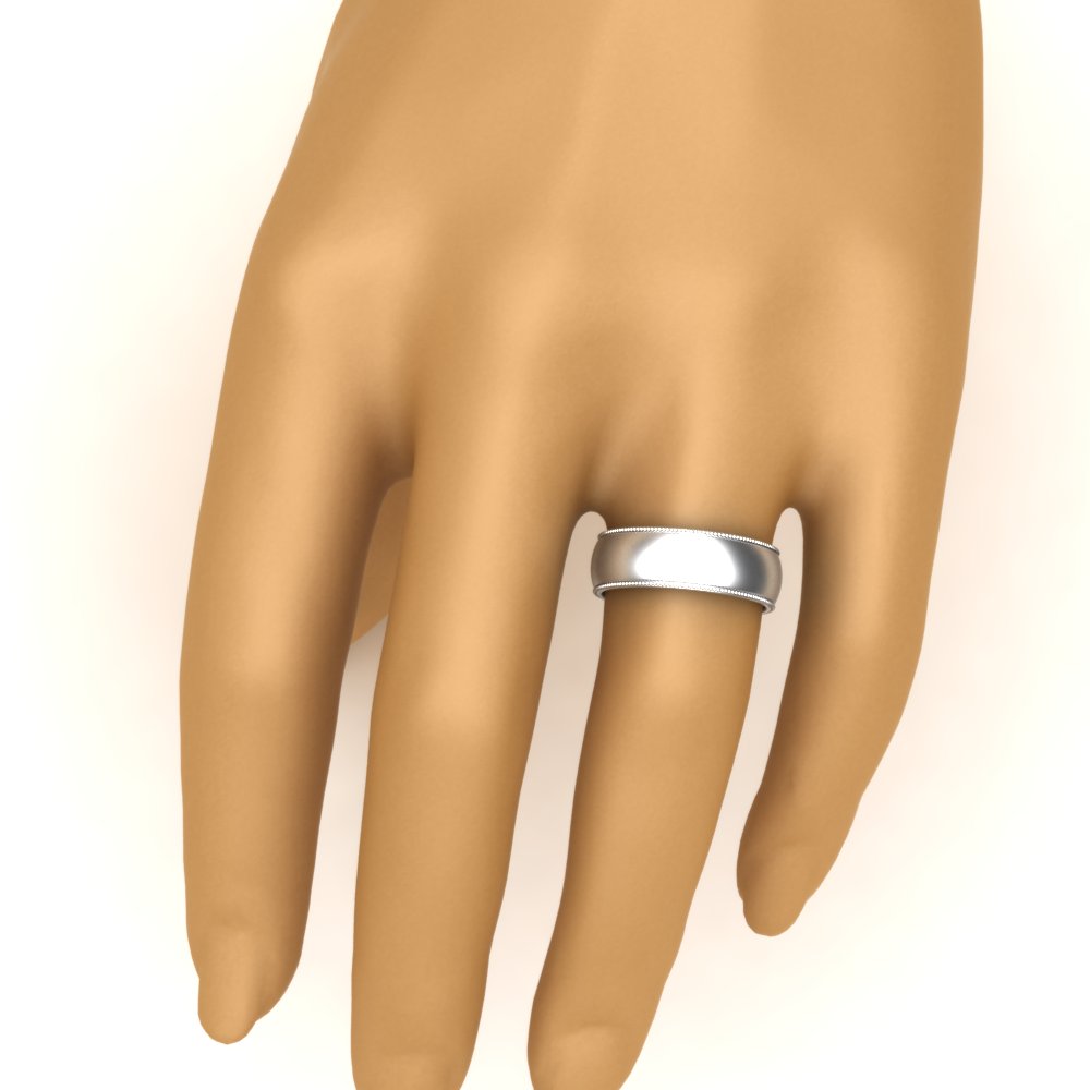 4 mm Milgrain Comfort Fit Mens Wedding Band