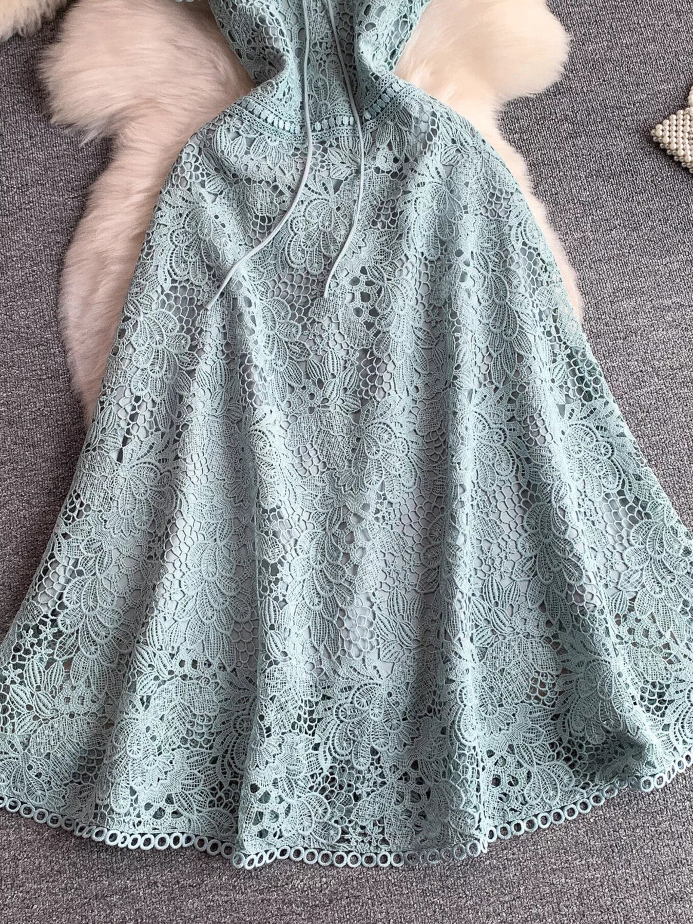 Lace Sleeveless A-Line Dress