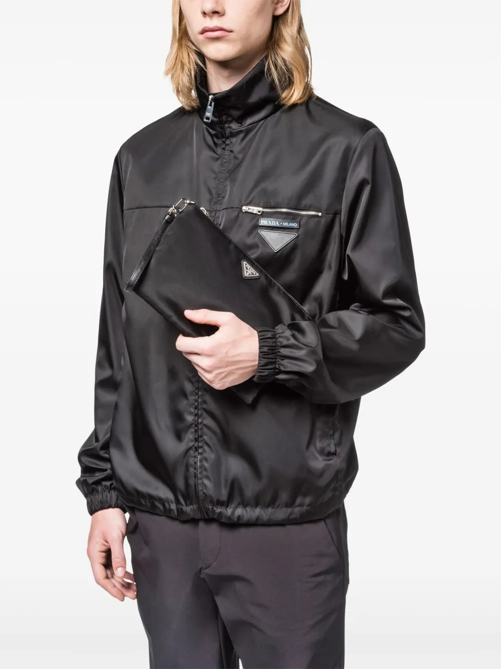 Prada Men Re-Nylon And Saffiano Leather Pouch