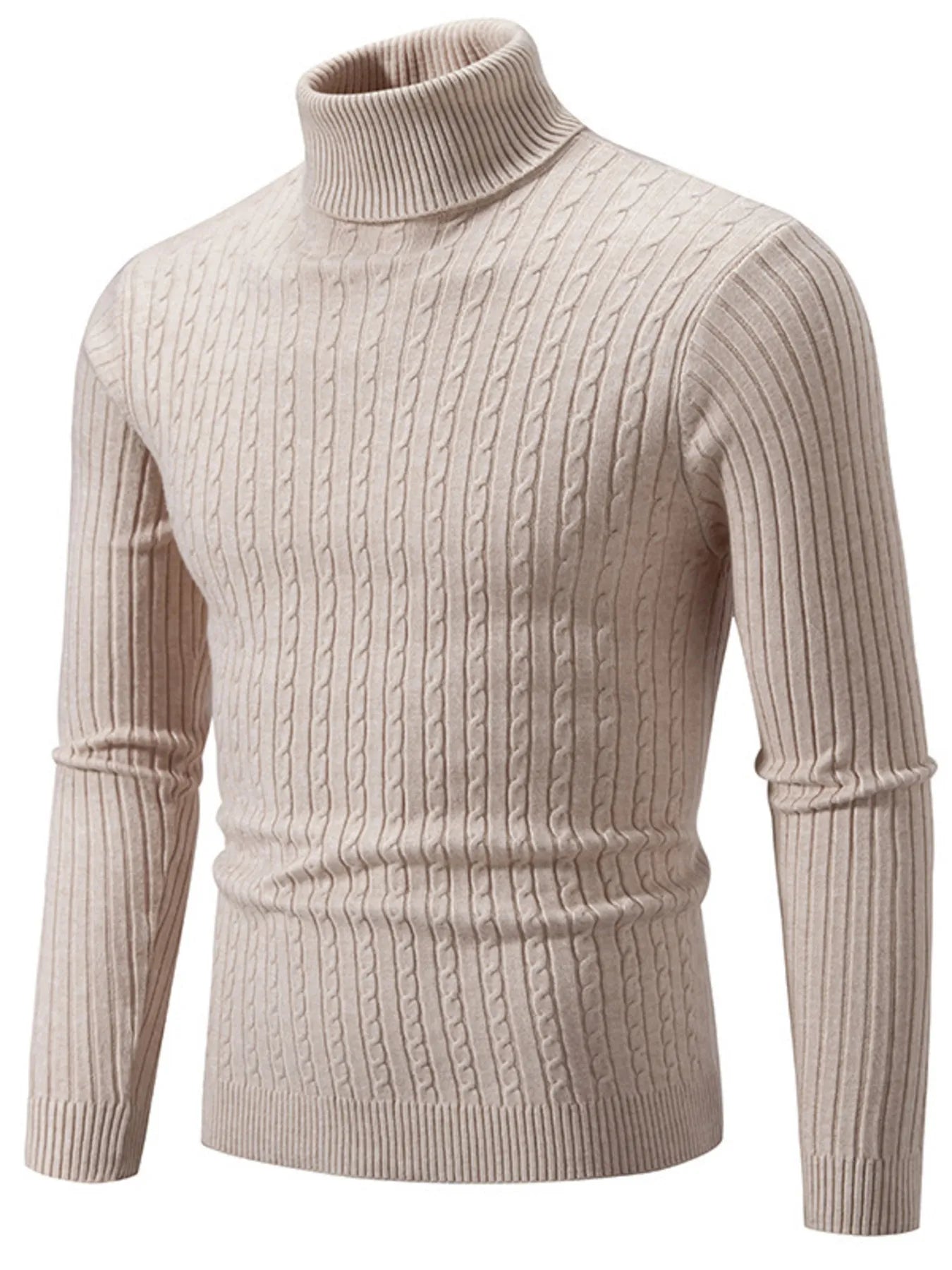 Men's Plus Size Ribbed Turtleneck Long Sleeve Sweater