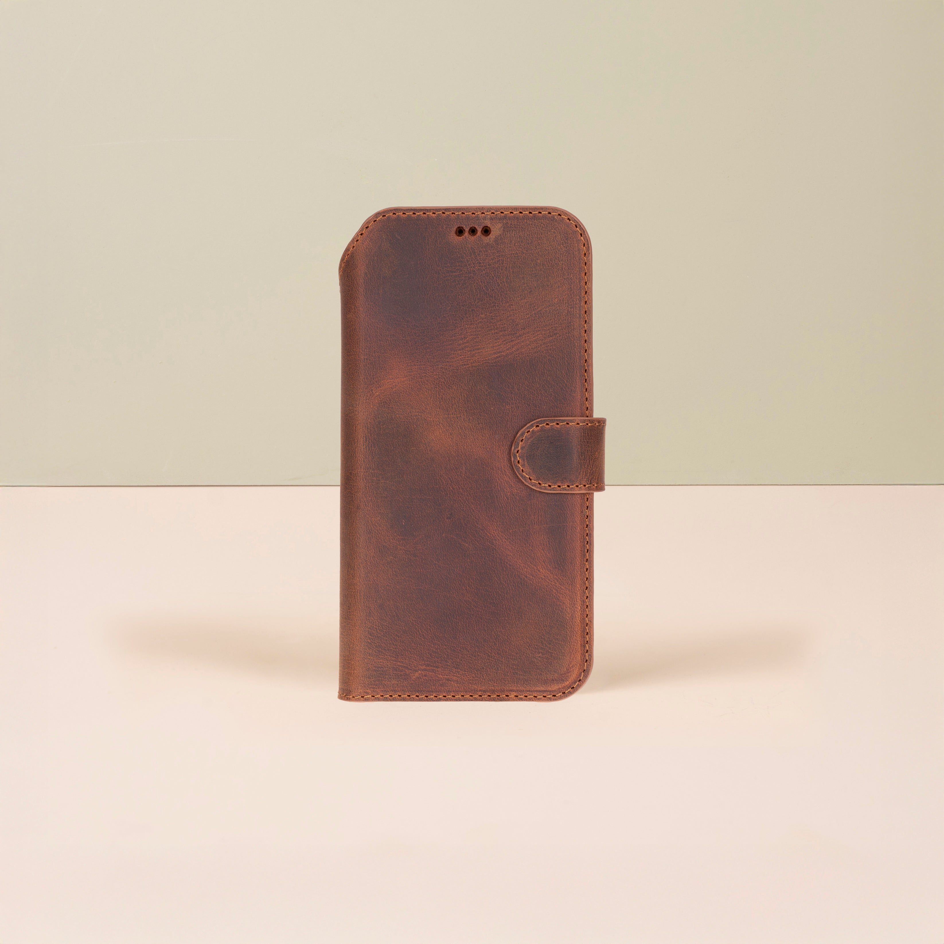 Leather iPhone 17 Pro Max Wallet Case – Brown - Austin