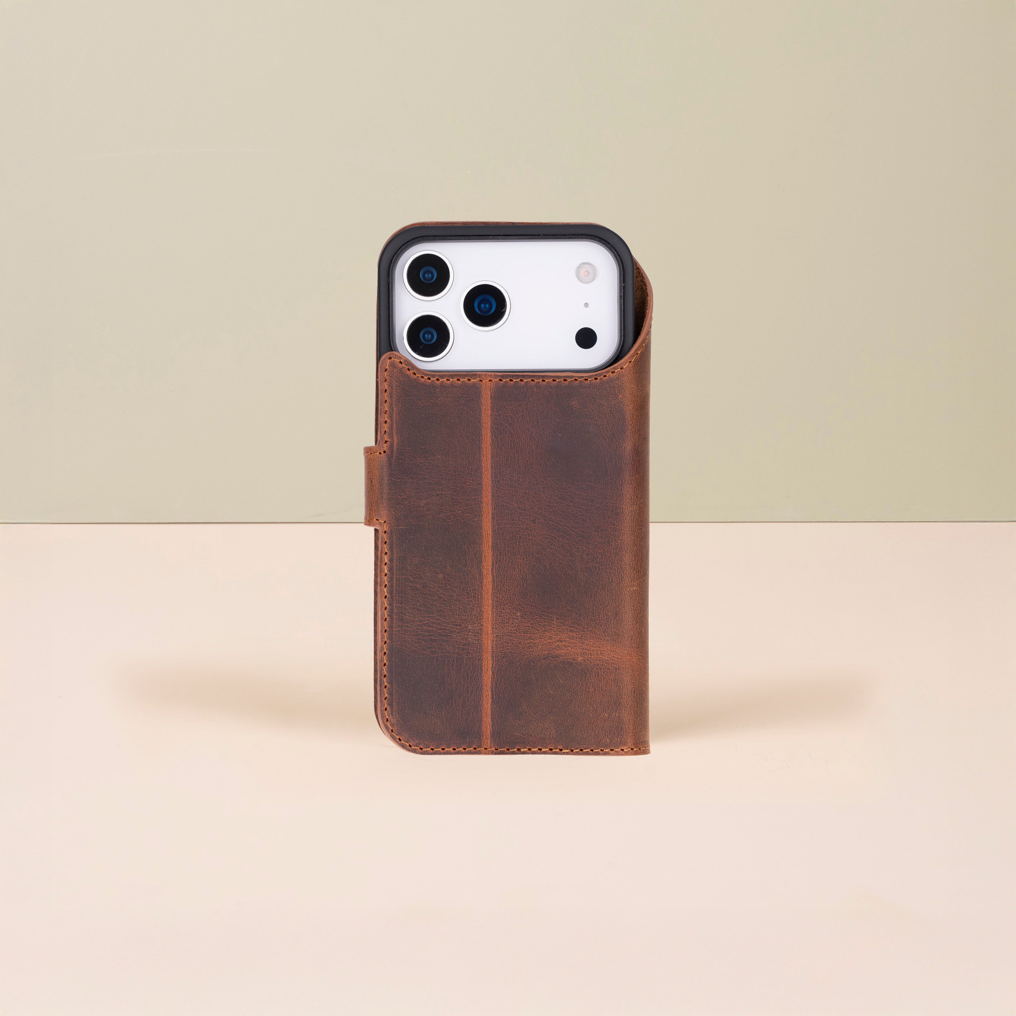 Leather iPhone 17 Pro Max Wallet Case – Brown - Austin