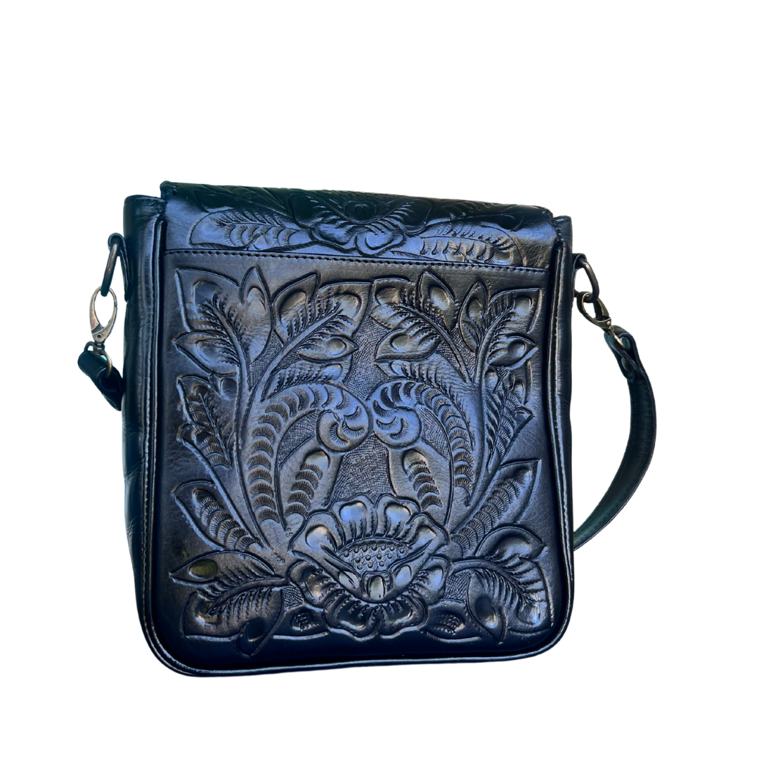 The Kimberly| Hand-Tooled Leather Messenger Bag