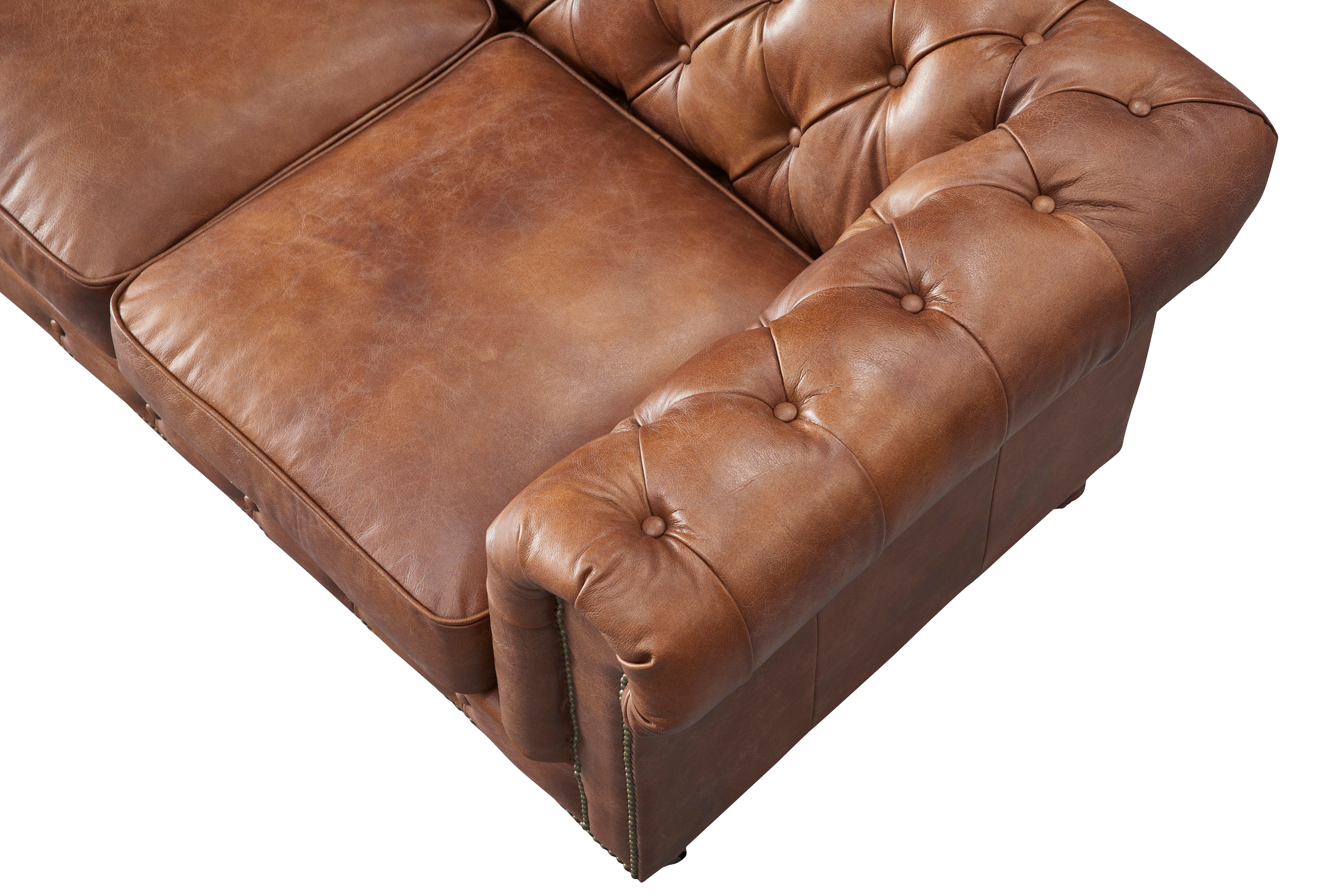 Century Chesterfield Sofa - Bark Brown Leather | Crafters And Weavers