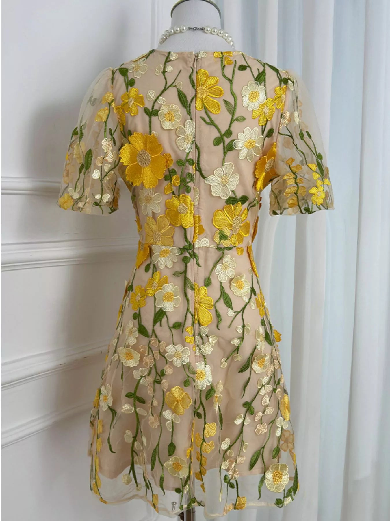 Plus Size Embroidered Floral V-Neck Mini Dress