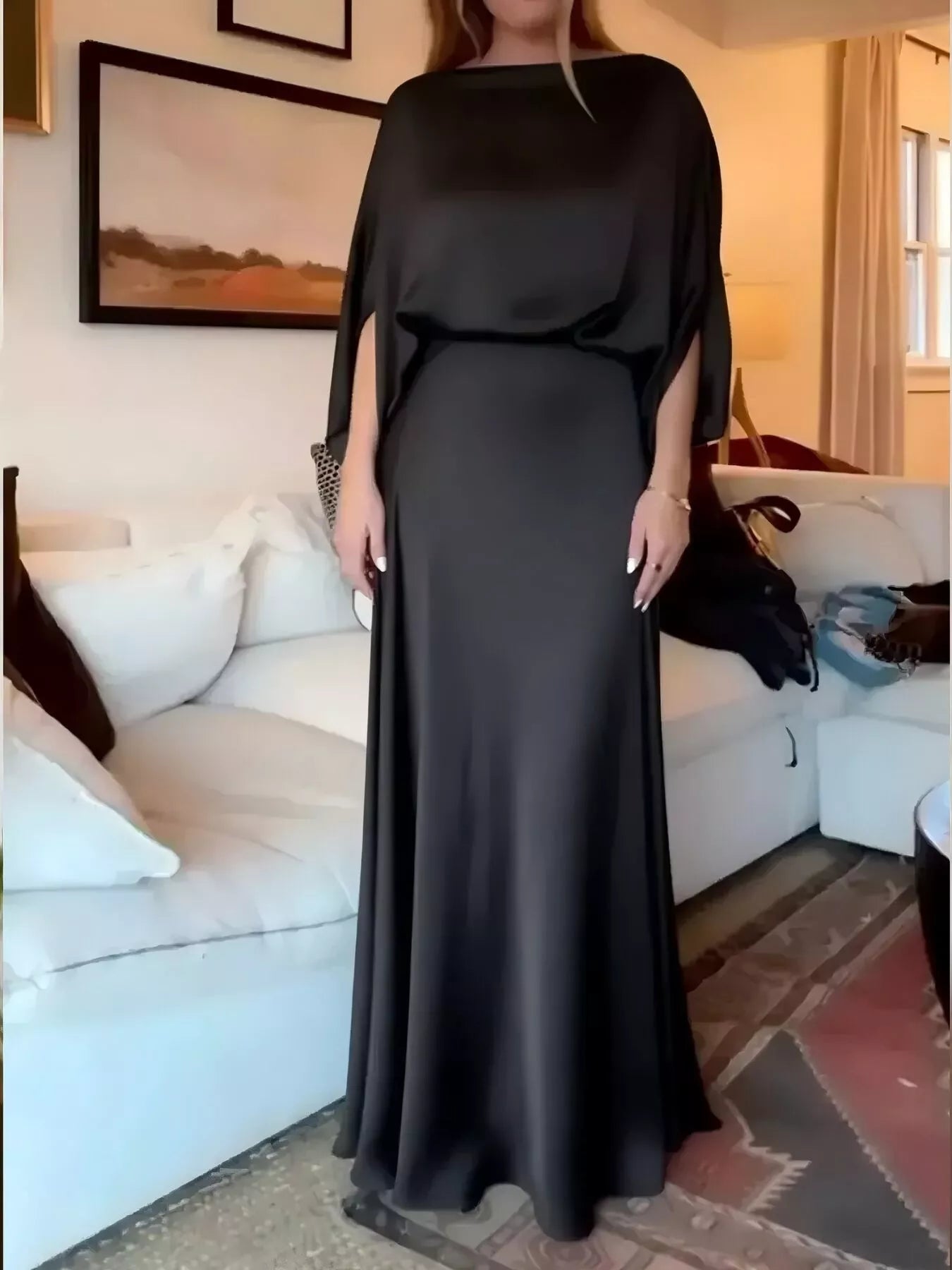 Full Size Elegant Batwing Sleeve Maxi Dress Plus Size